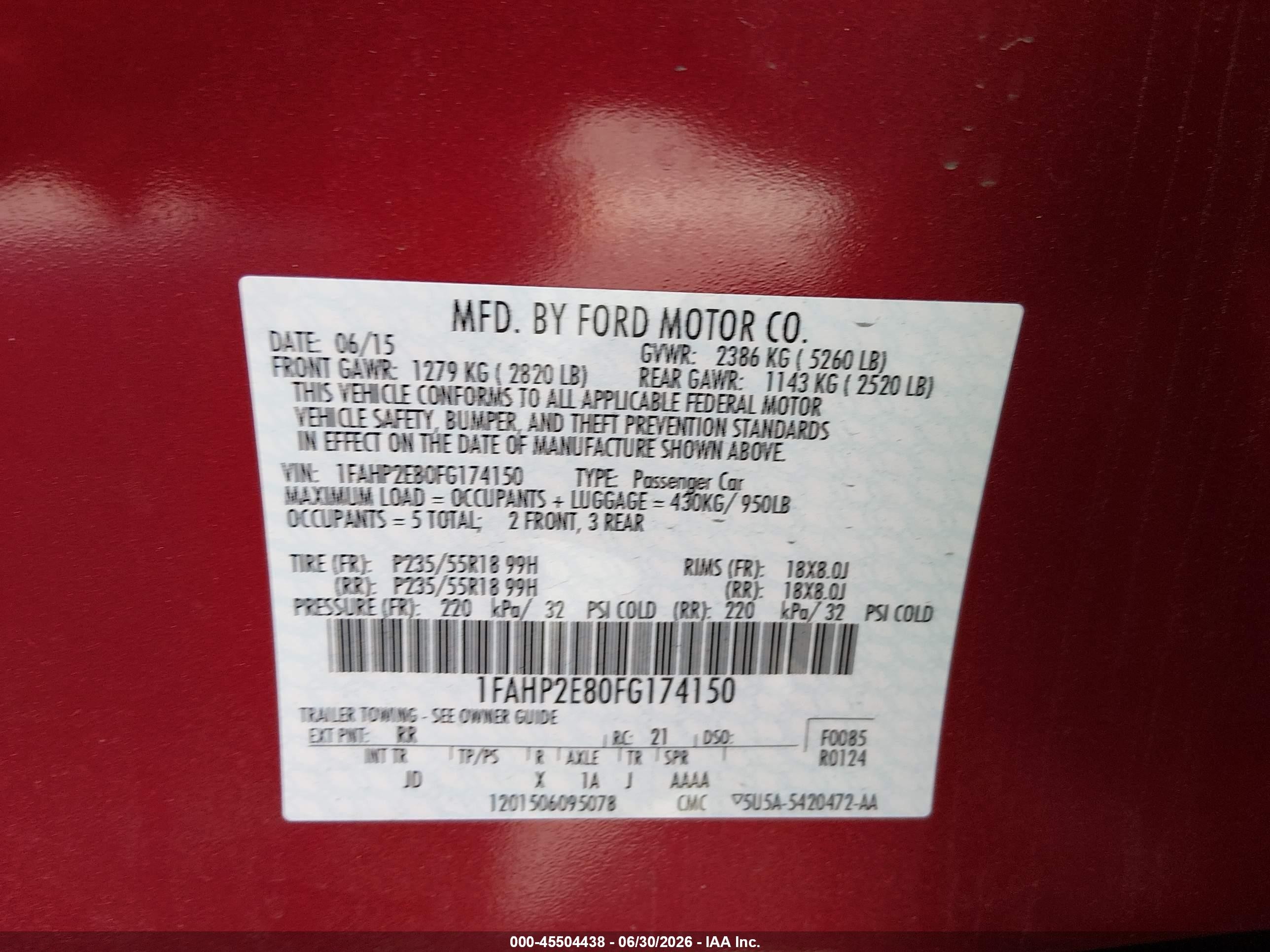 2015 Ford Taurus Sel Красный vin: 1FAHP2E80FG174150
