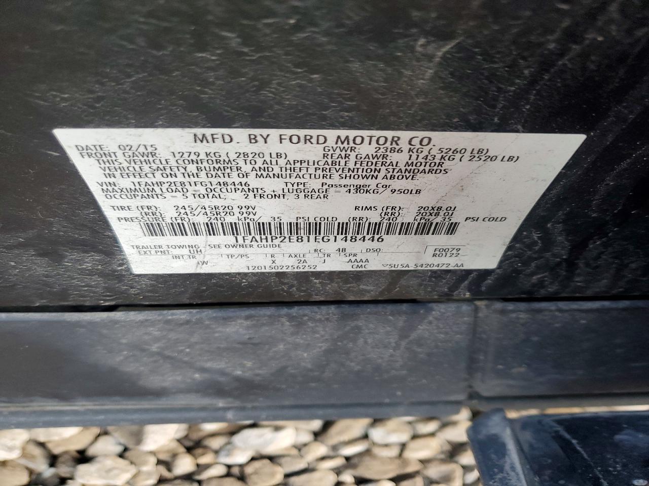 2015 Ford Taurus Sel Черный vin: 1FAHP2E81FG148446