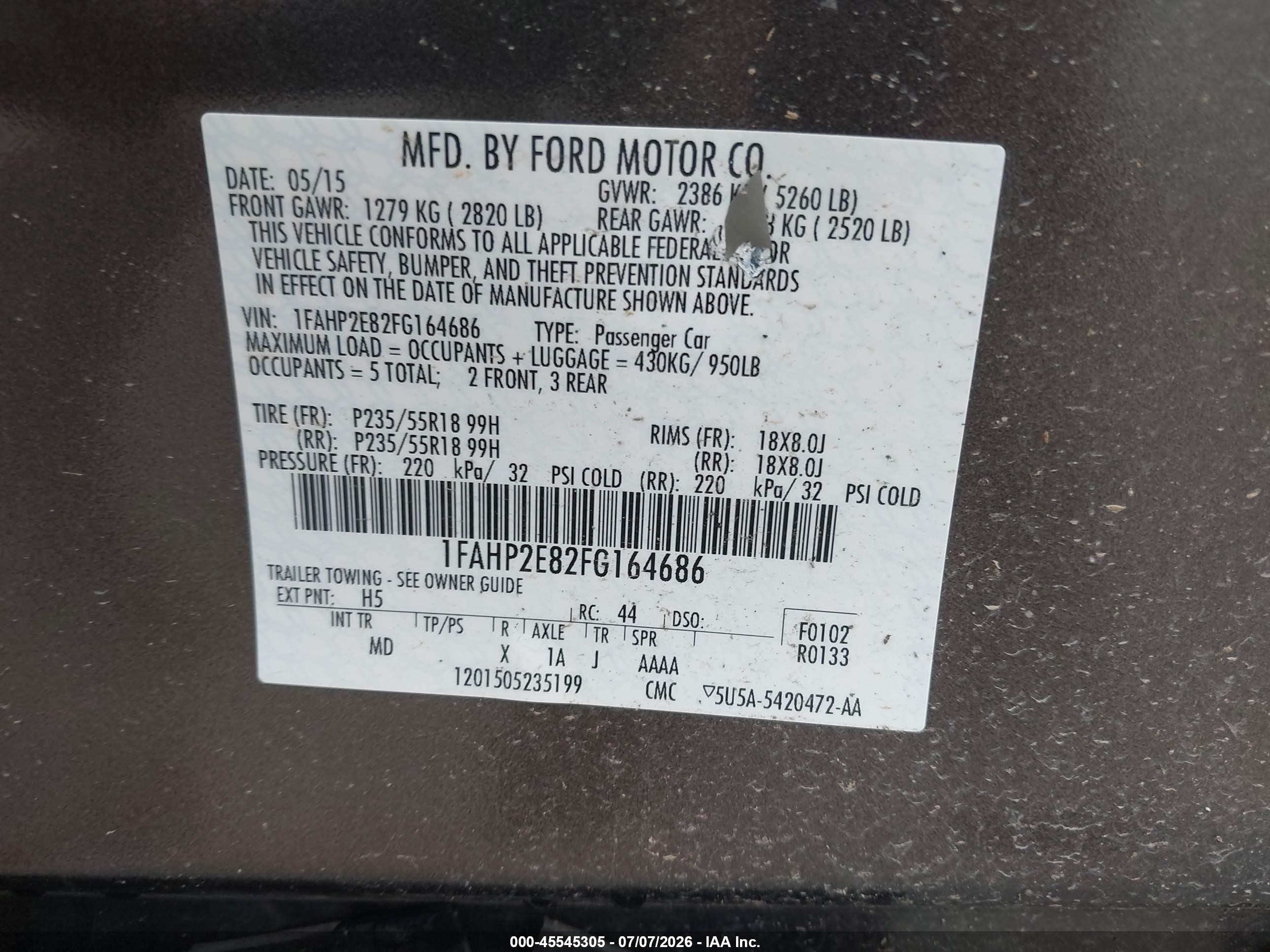2015 Ford Taurus Sel Brown vin: 1FAHP2E82FG164686