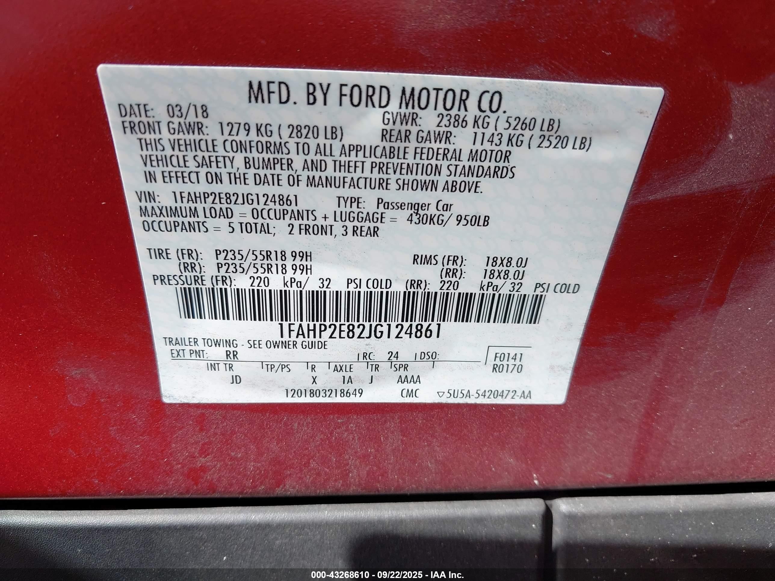 2018 Ford Taurus Sel Красный vin: 1FAHP2E82JG124861