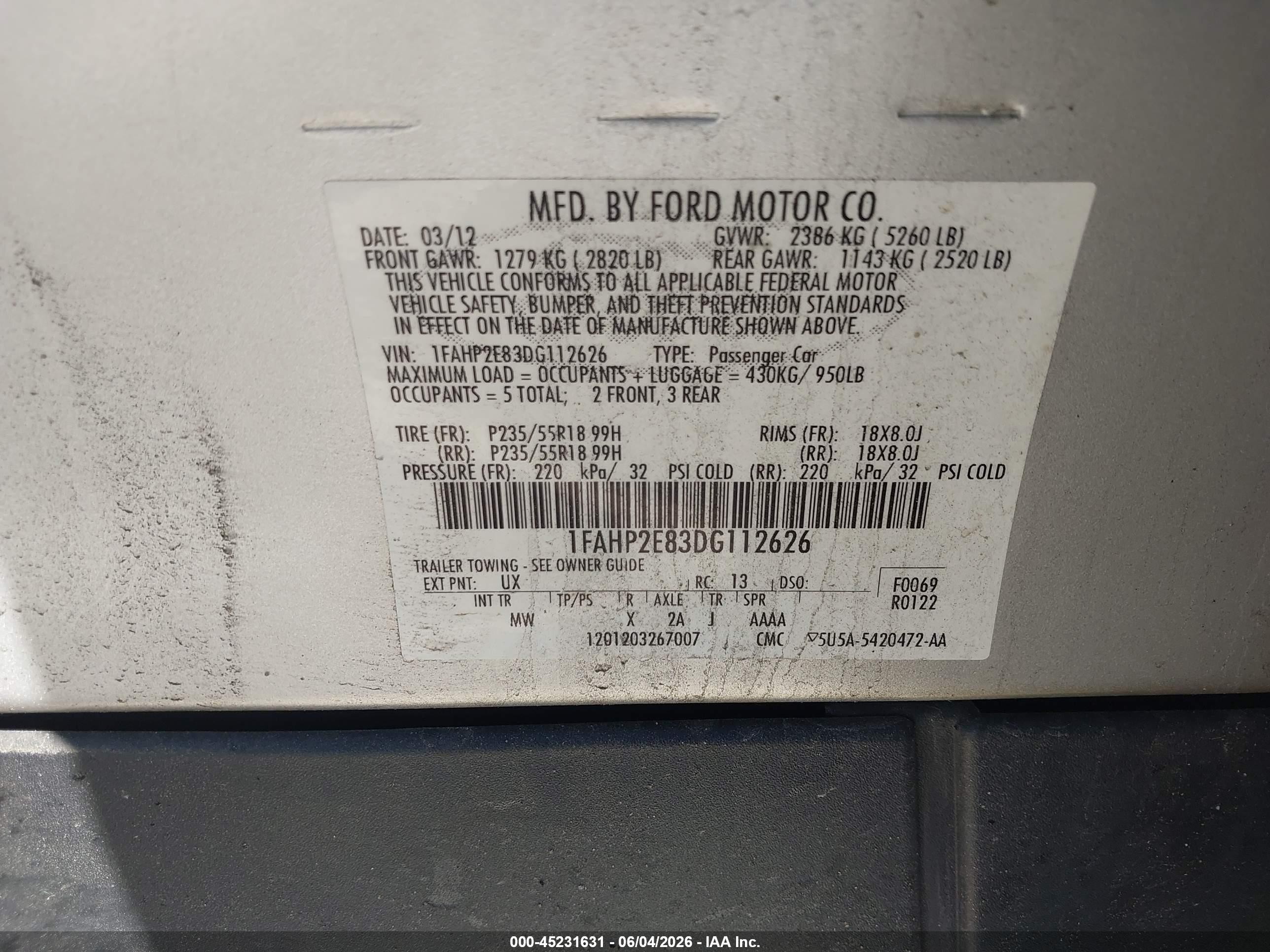 2013 Ford Taurus Sel Silver vin: 1FAHP2E83DG112626