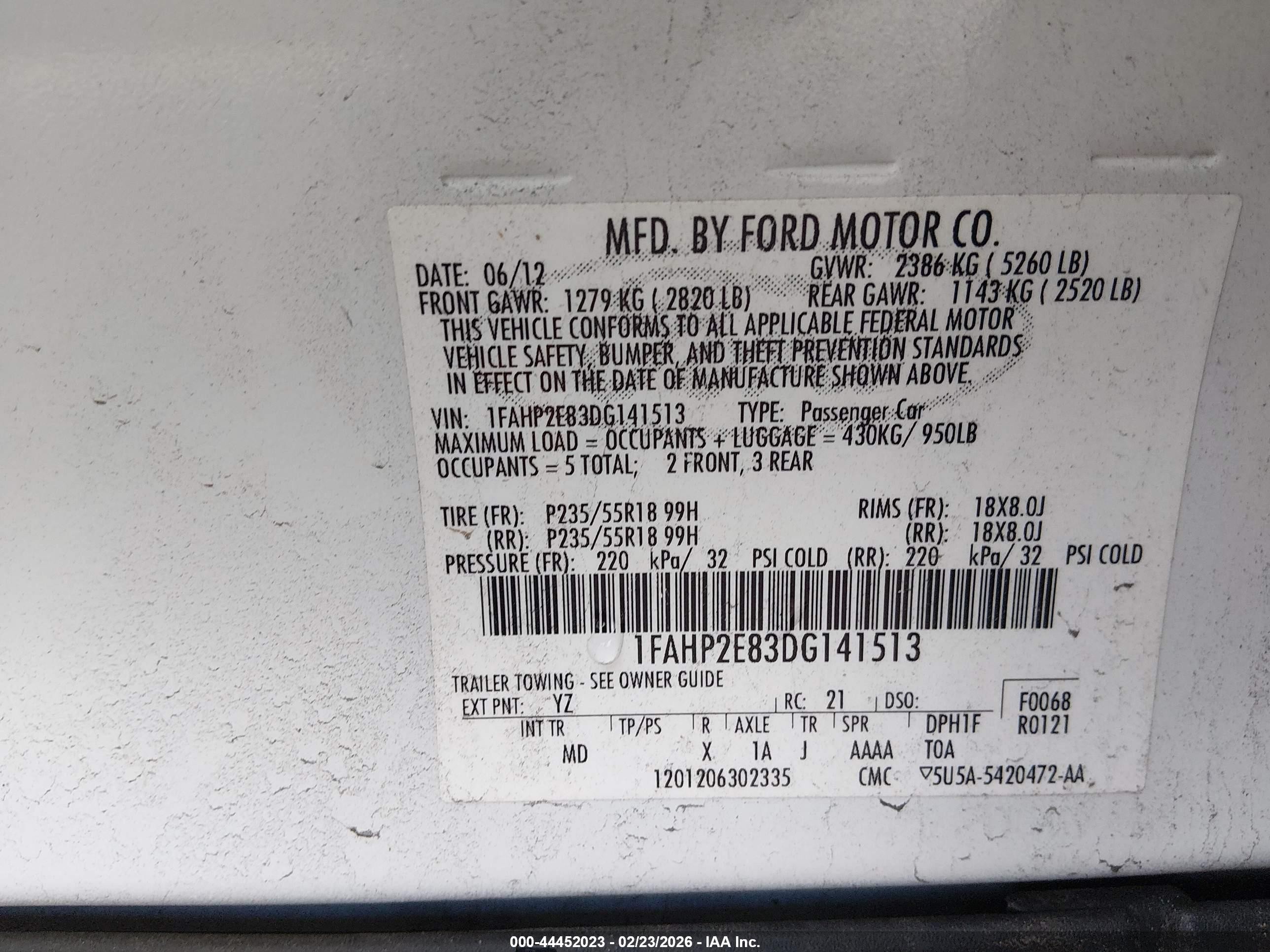 2013 Ford Taurus Sel White vin: 1FAHP2E83DG141513