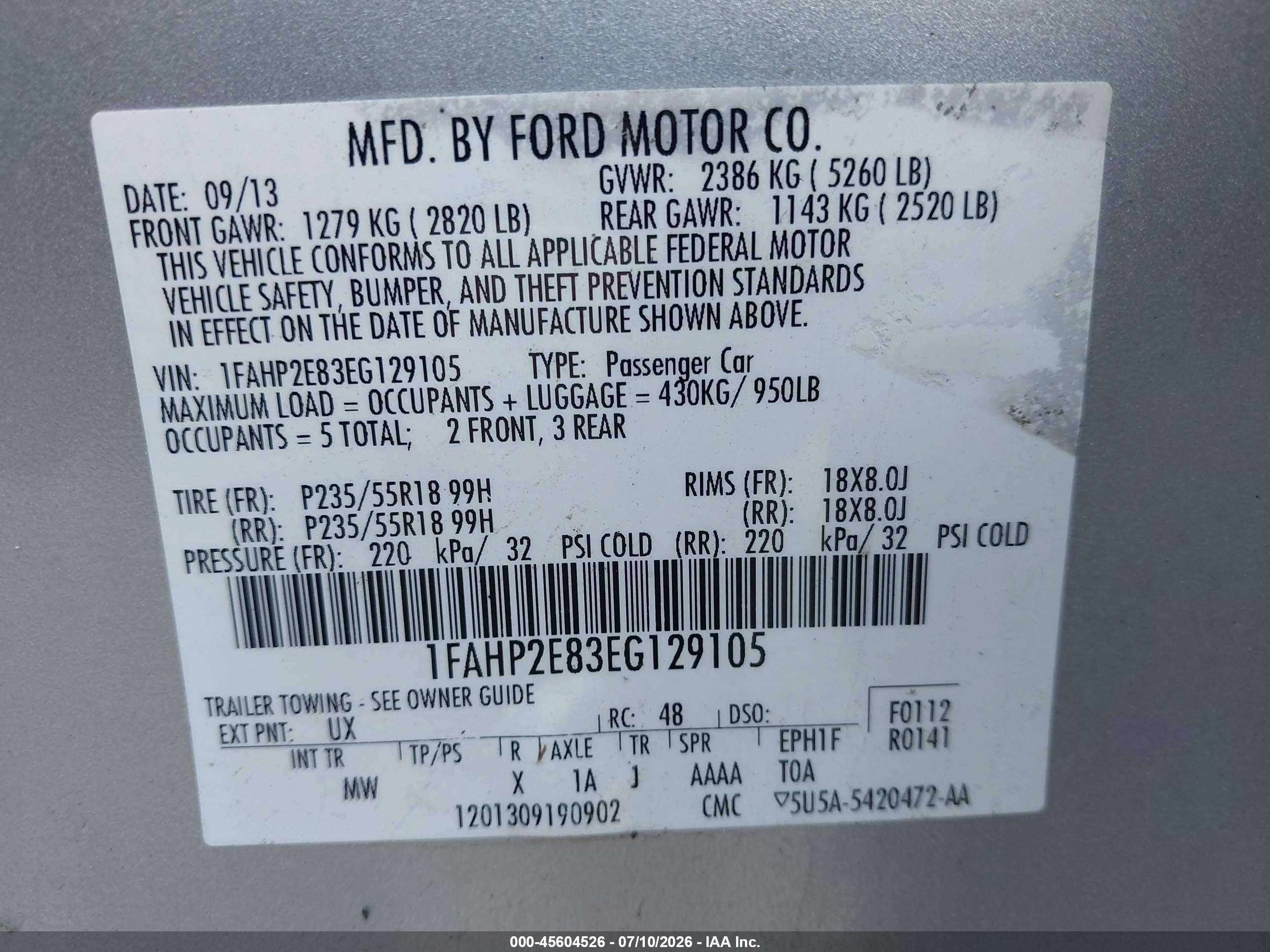 2014 Ford Taurus Sel Silver vin: 1FAHP2E83EG129105