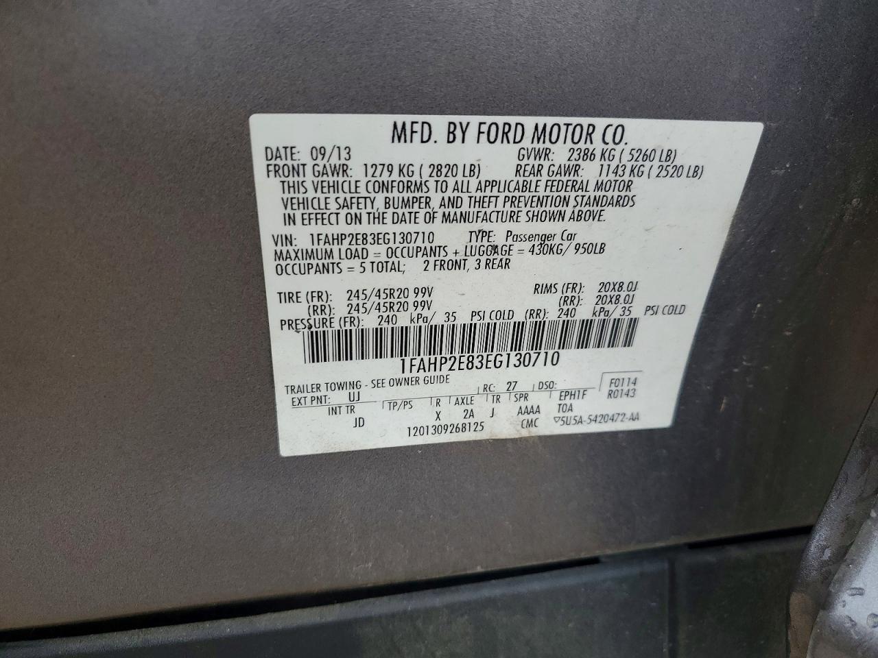 2014 Ford Taurus Sel Gray vin: 1FAHP2E83EG130710