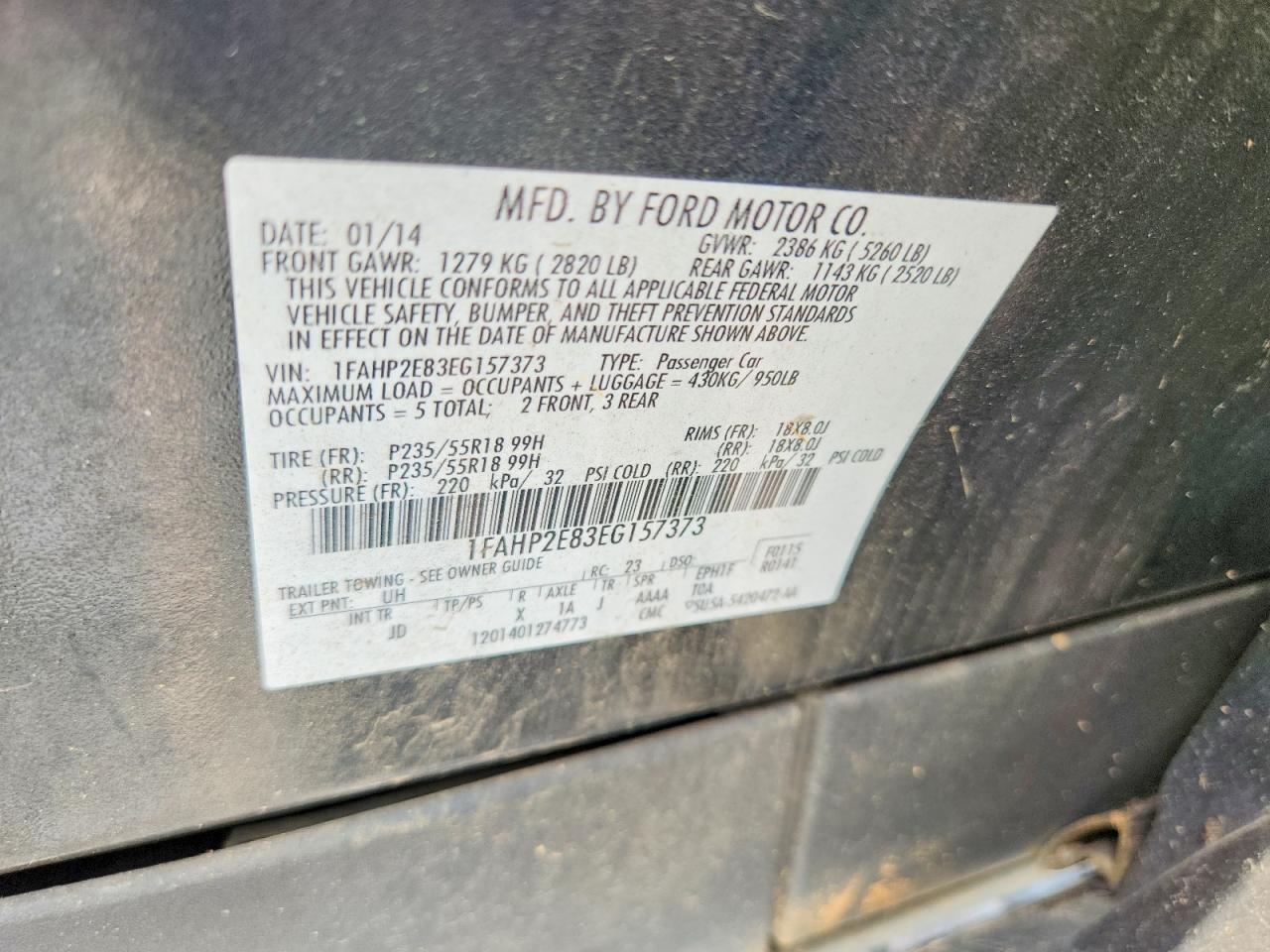 2014 Ford Taurus Sel Black vin: 1FAHP2E83EG157373