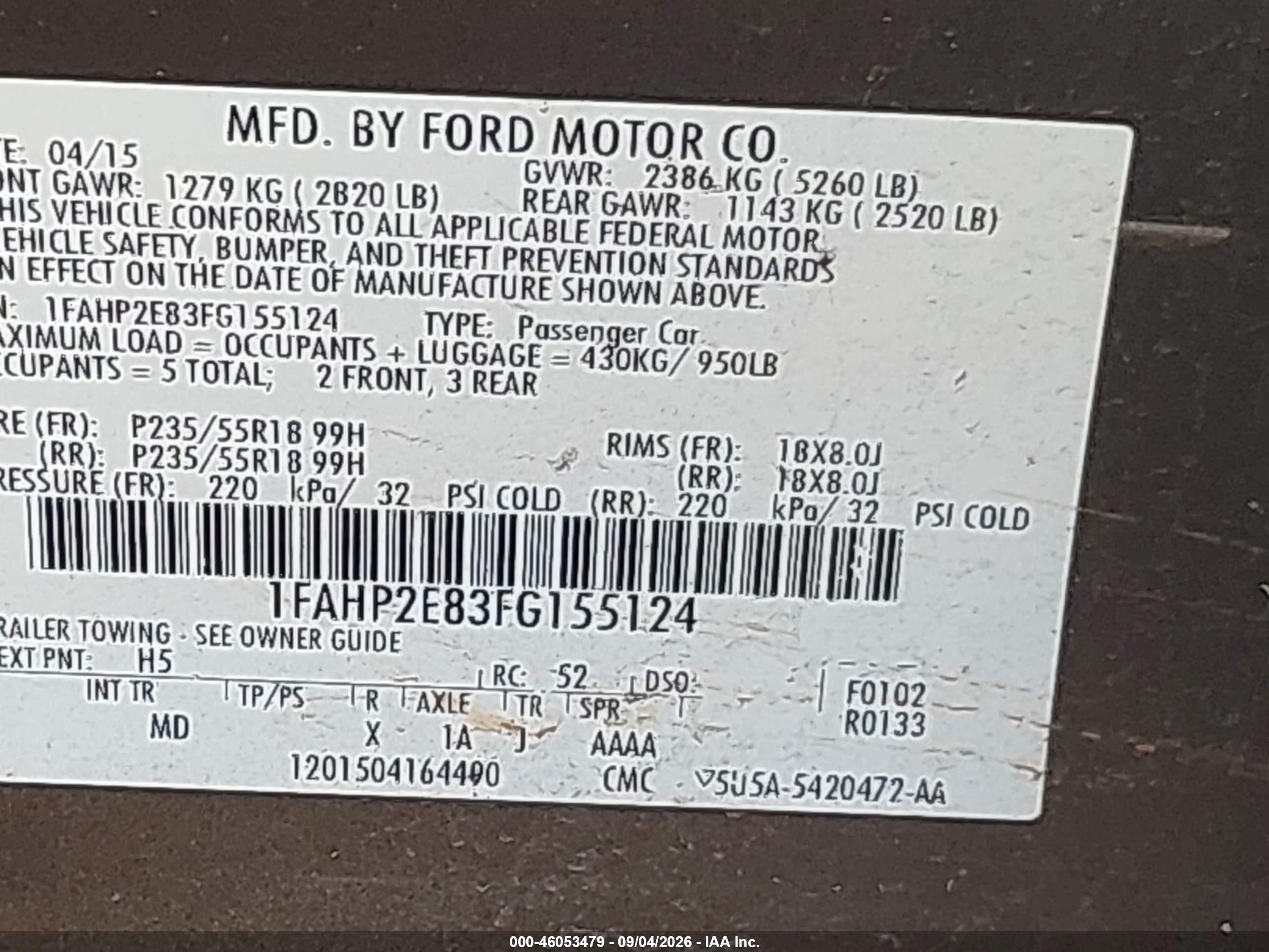 2015 Ford Taurus Sel Brown vin: 1FAHP2E83FG155124