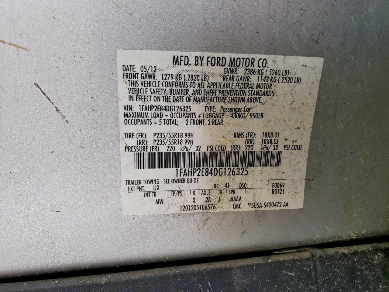2013 Ford Taurus Sel Silver vin: 1FAHP2E84DG126325