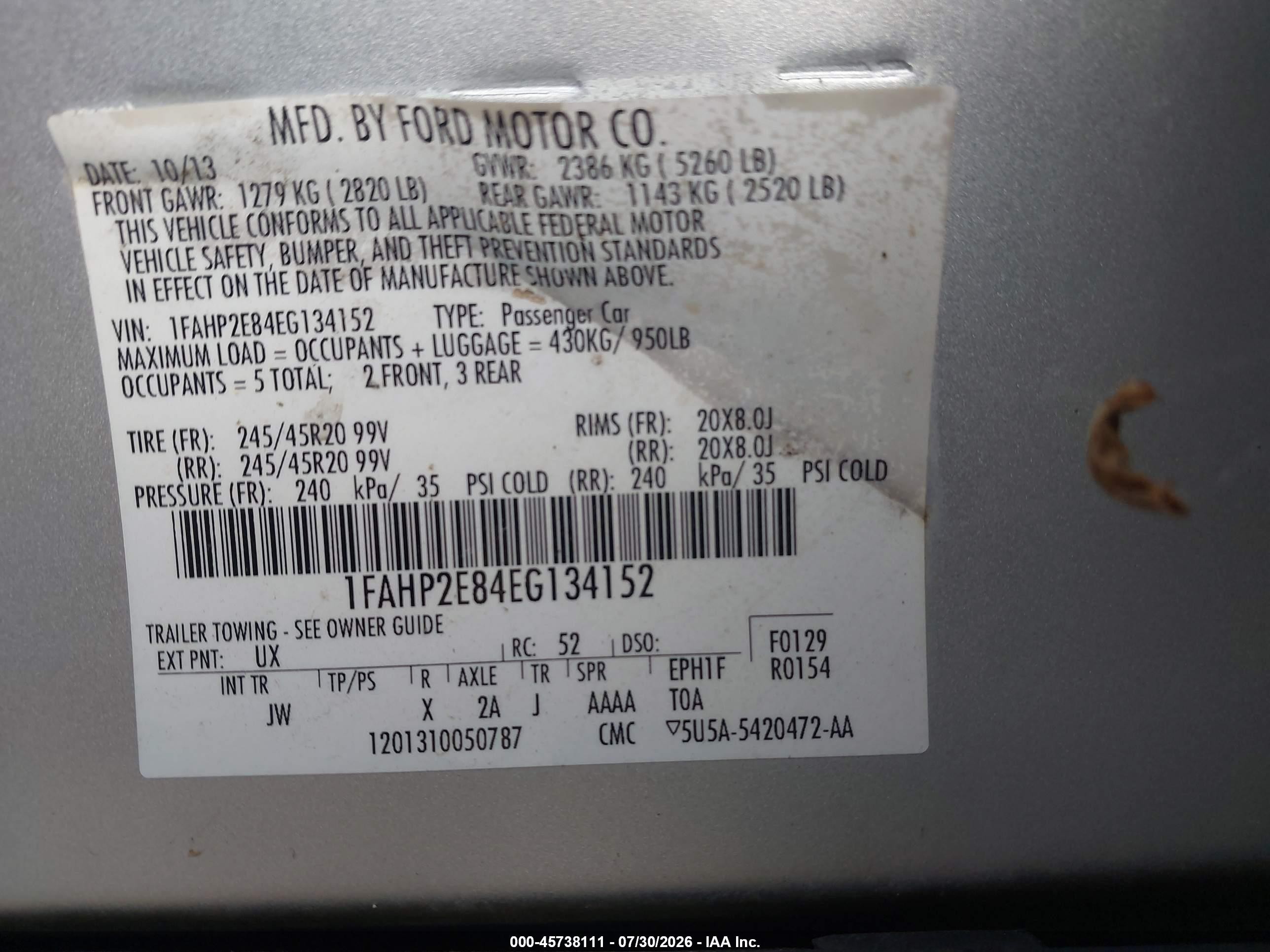 2014 Ford Taurus Sel Silver vin: 1FAHP2E84EG134152