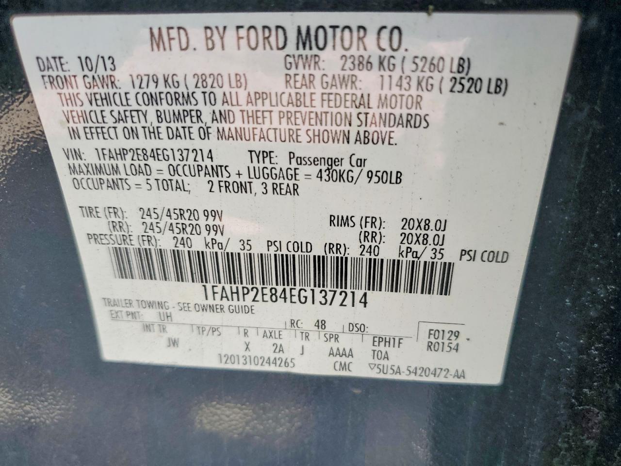 2014 Ford Taurus Sel Черный vin: 1FAHP2E84EG137214