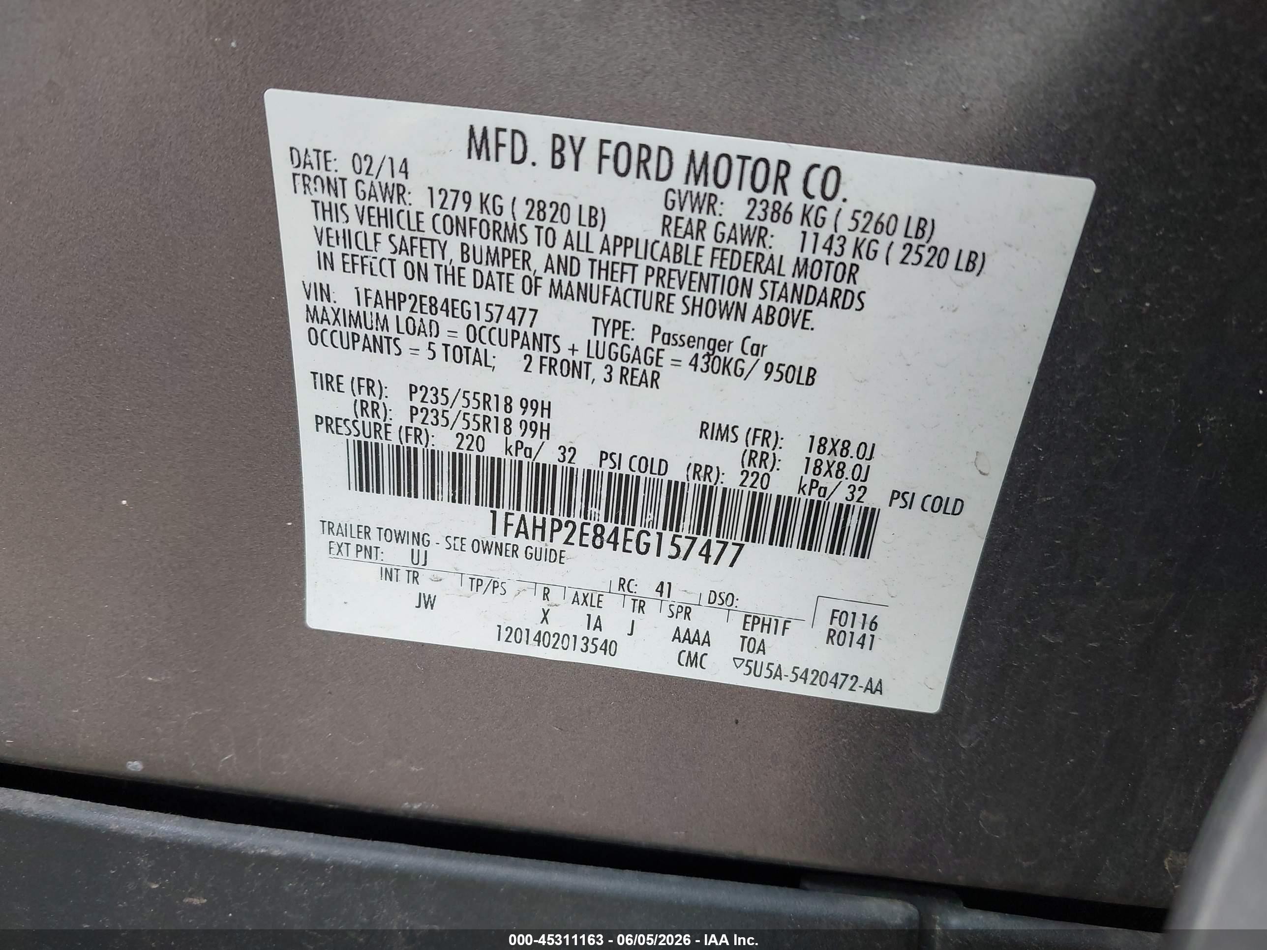 2014 Ford Taurus Sel Gray vin: 1FAHP2E84EG157477