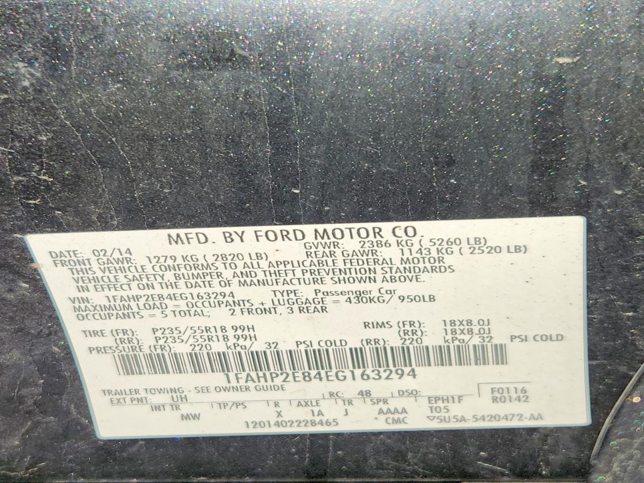 2014 Ford Taurus Sel Black vin: 1FAHP2E84EG163294