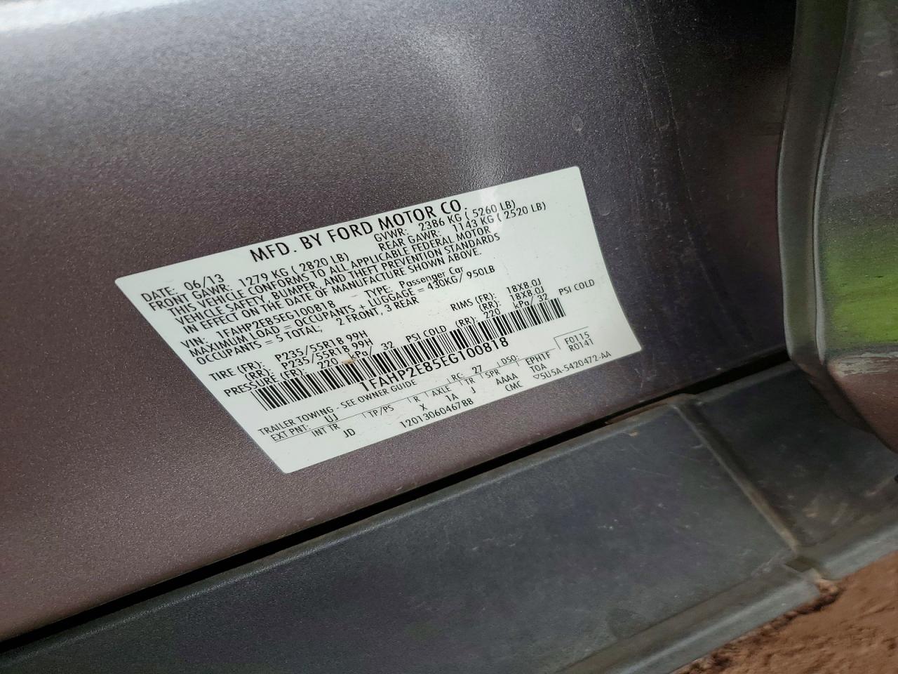 2014 Ford Taurus Sel Серый vin: 1FAHP2E85EG100818