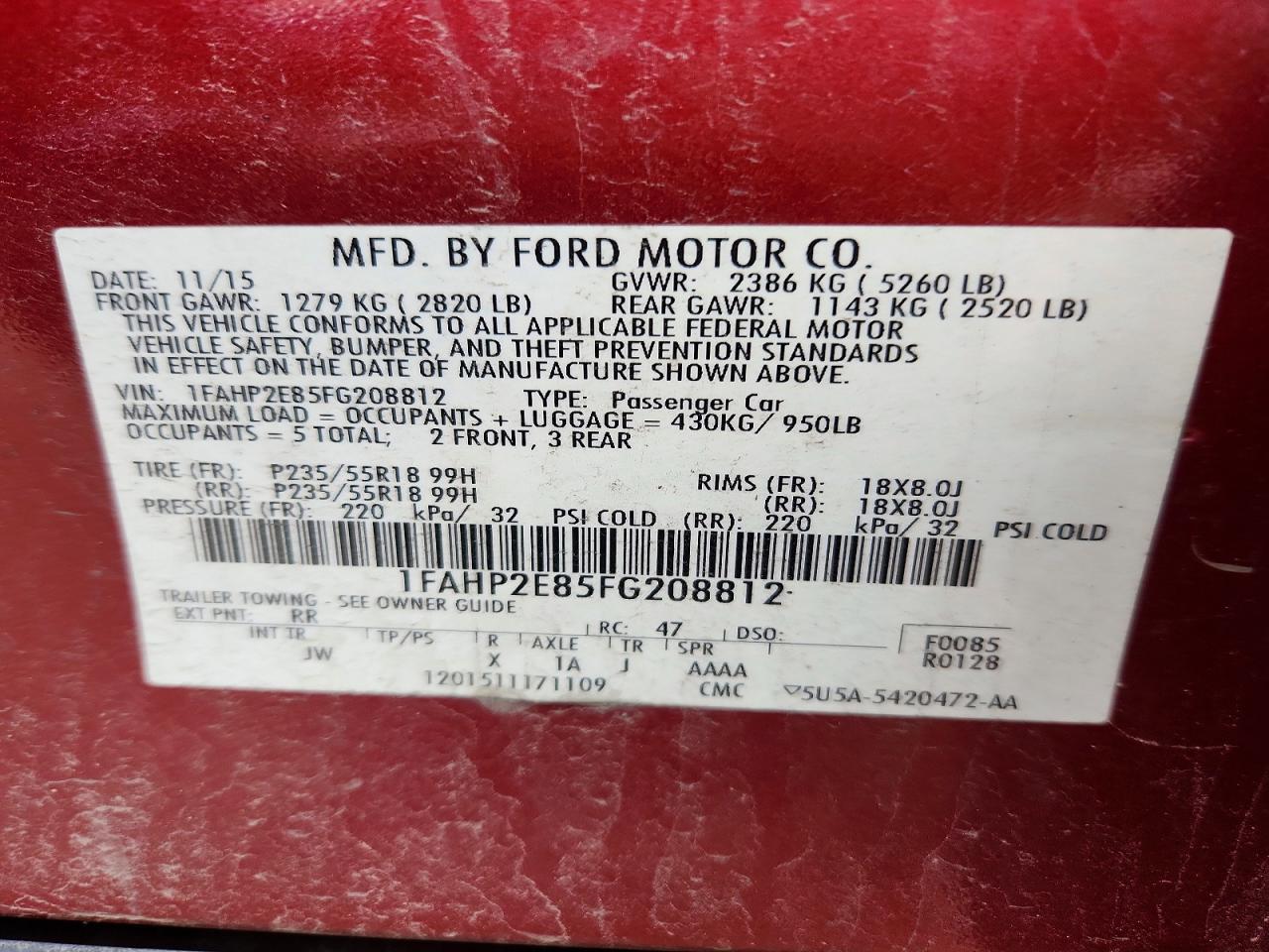 2015 Ford Taurus Sel Brown vin: 1FAHP2E85FG208812