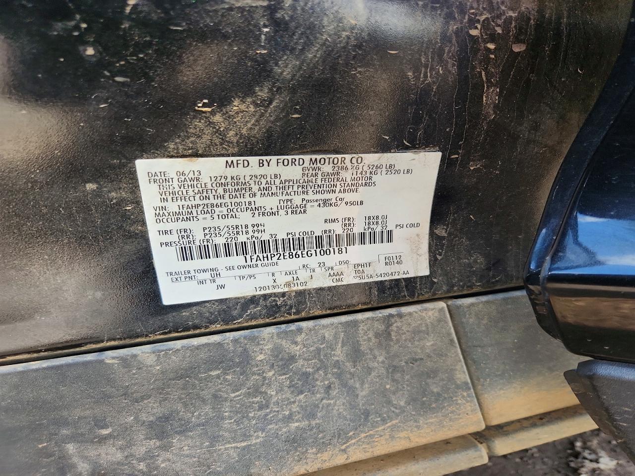 2014 Ford Taurus Sel Black vin: 1FAHP2E86EG100181