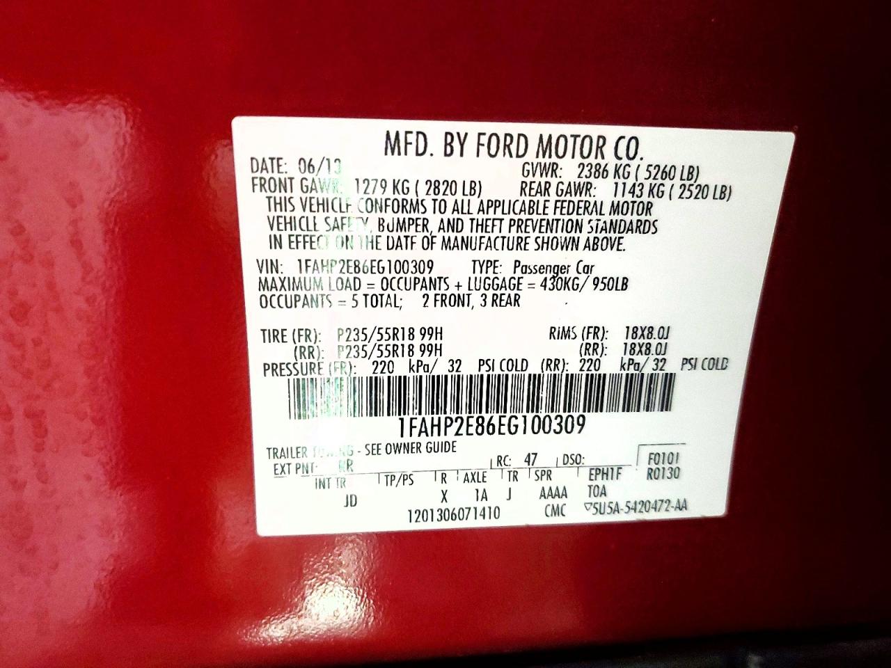 2014 Ford Taurus Sel Красный vin: 1FAHP2E86EG100309
