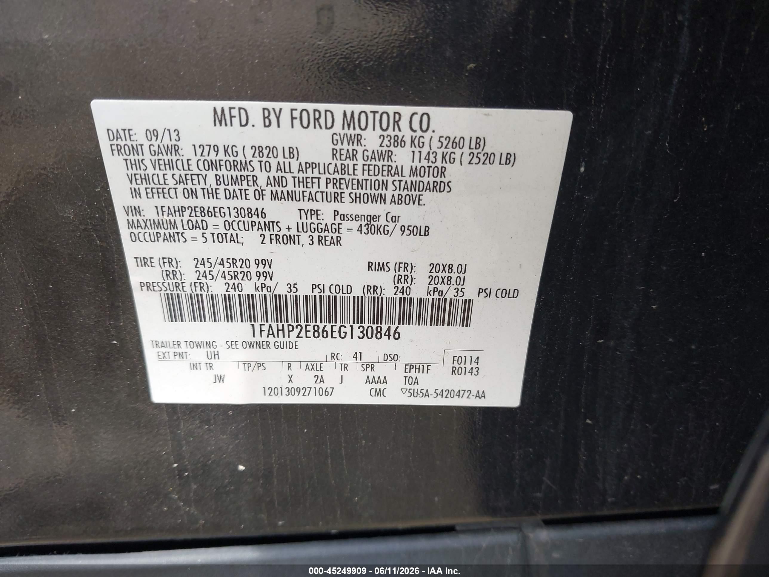 2014 Ford Taurus Sel Black vin: 1FAHP2E86EG130846