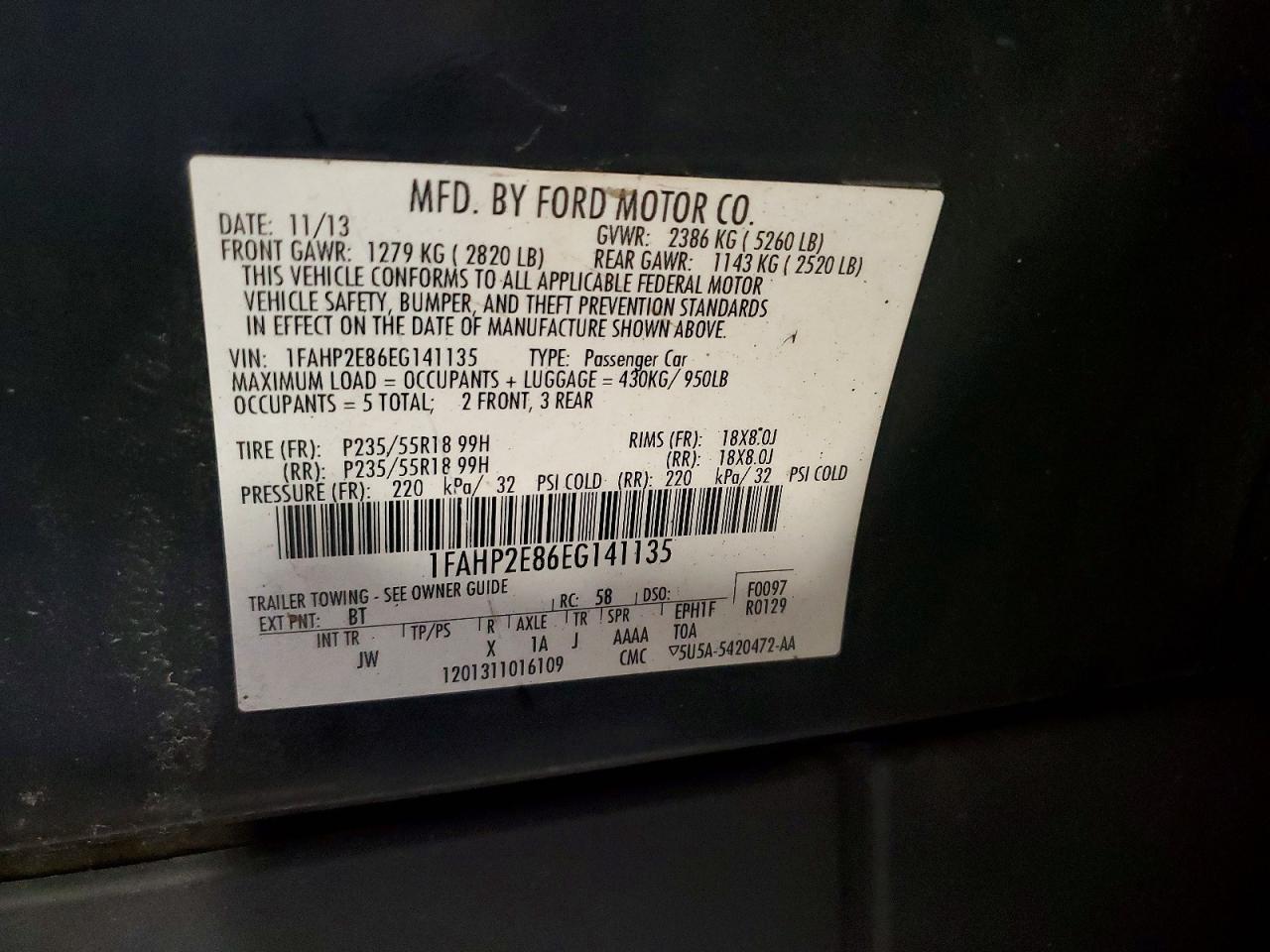 2014 Ford Taurus Sel Black vin: 1FAHP2E86EG141135