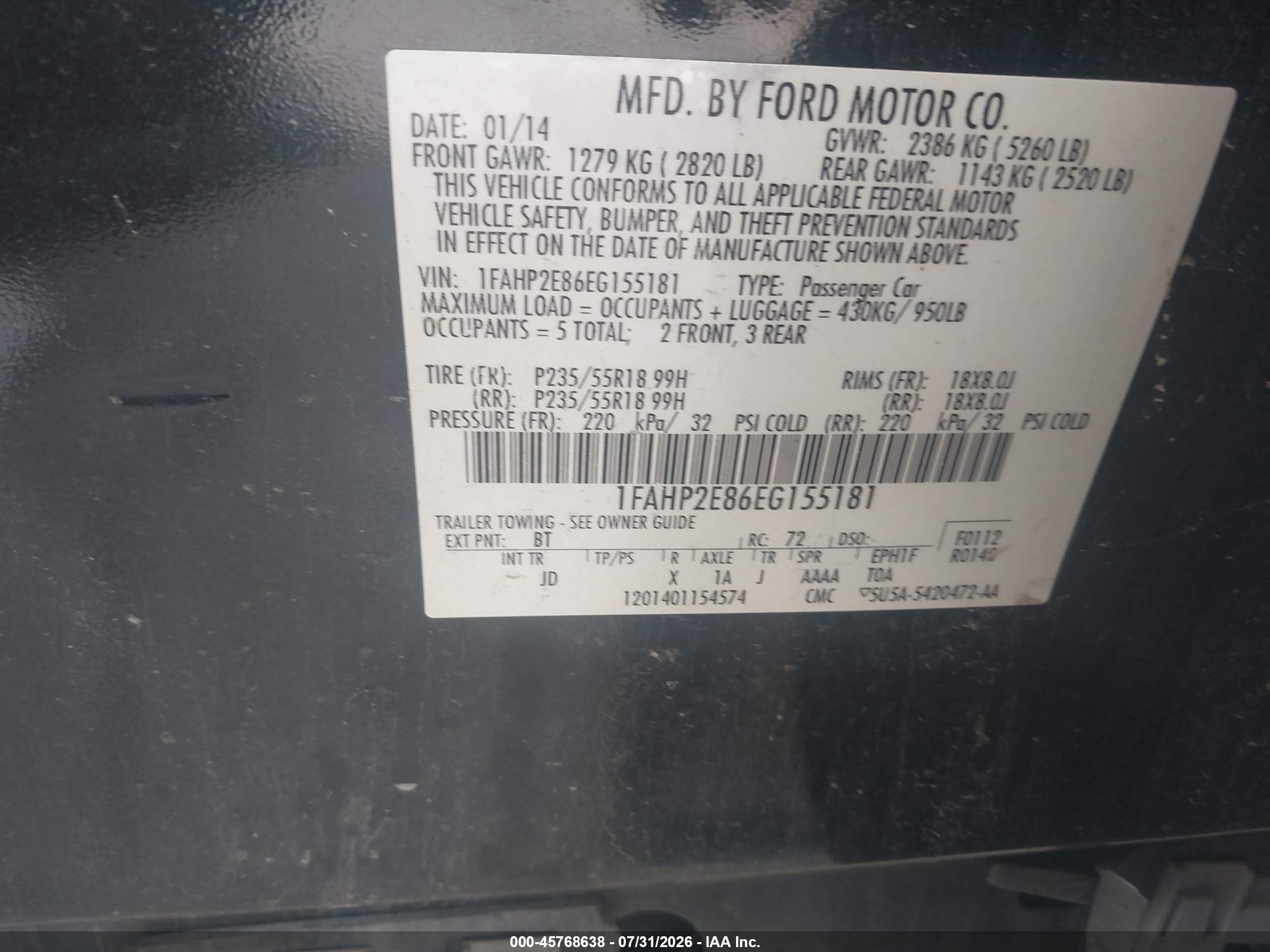 2014 Ford Taurus Sel Black vin: 1FAHP2E86EG155181
