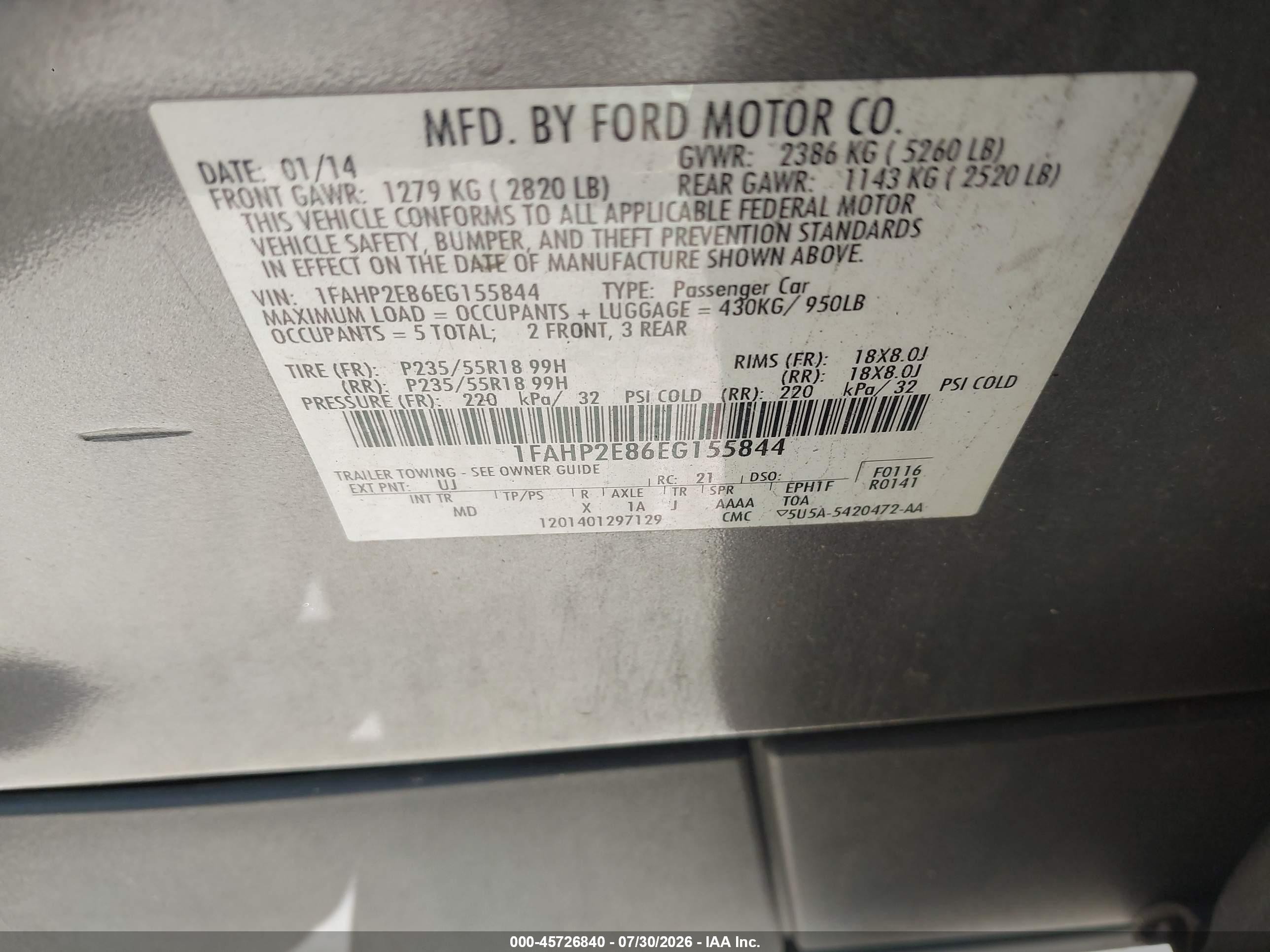 2014 Ford Taurus Sel Gray vin: 1FAHP2E86EG155844