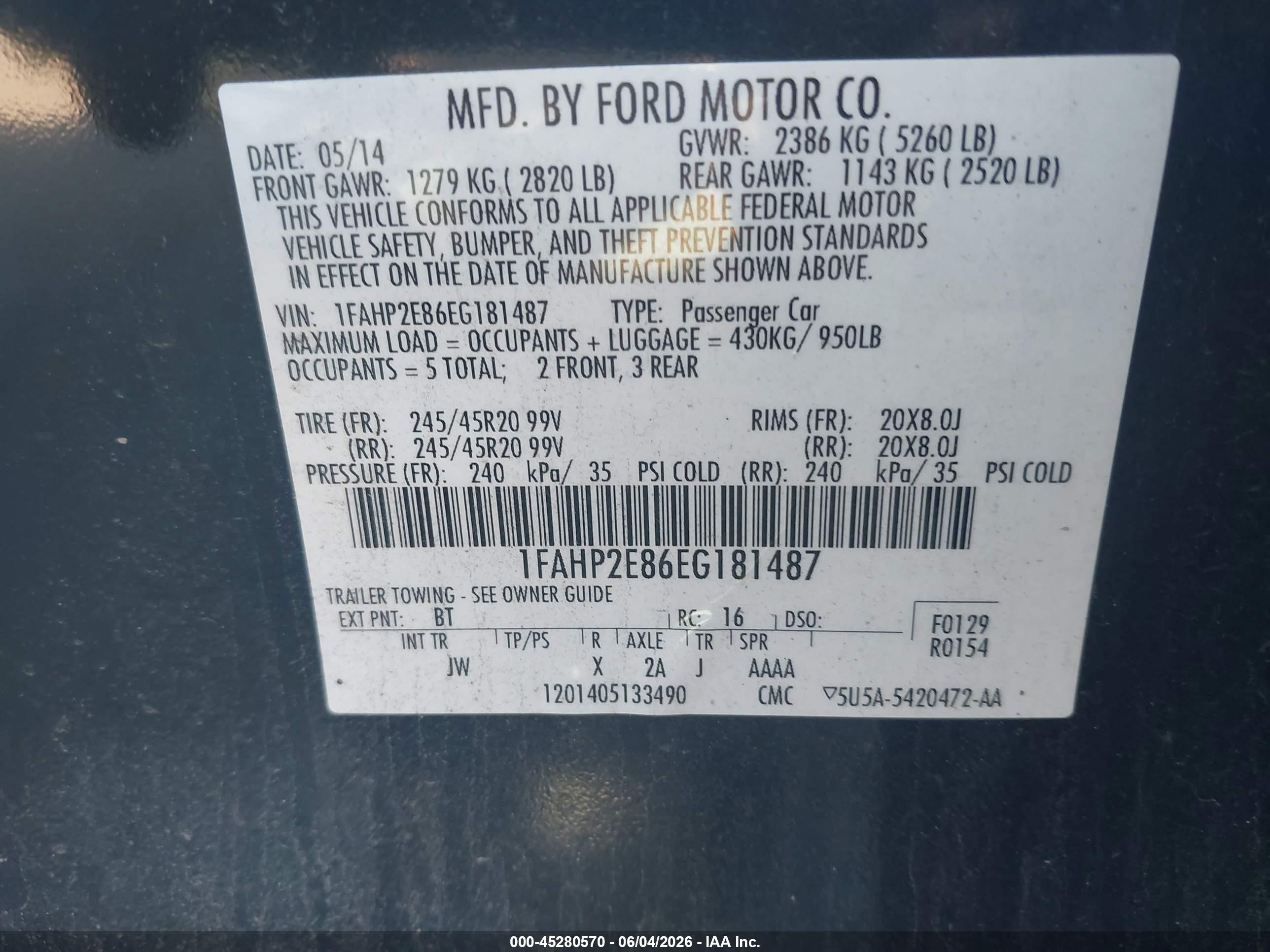 2014 Ford Taurus Sel Green vin: 1FAHP2E86EG181487