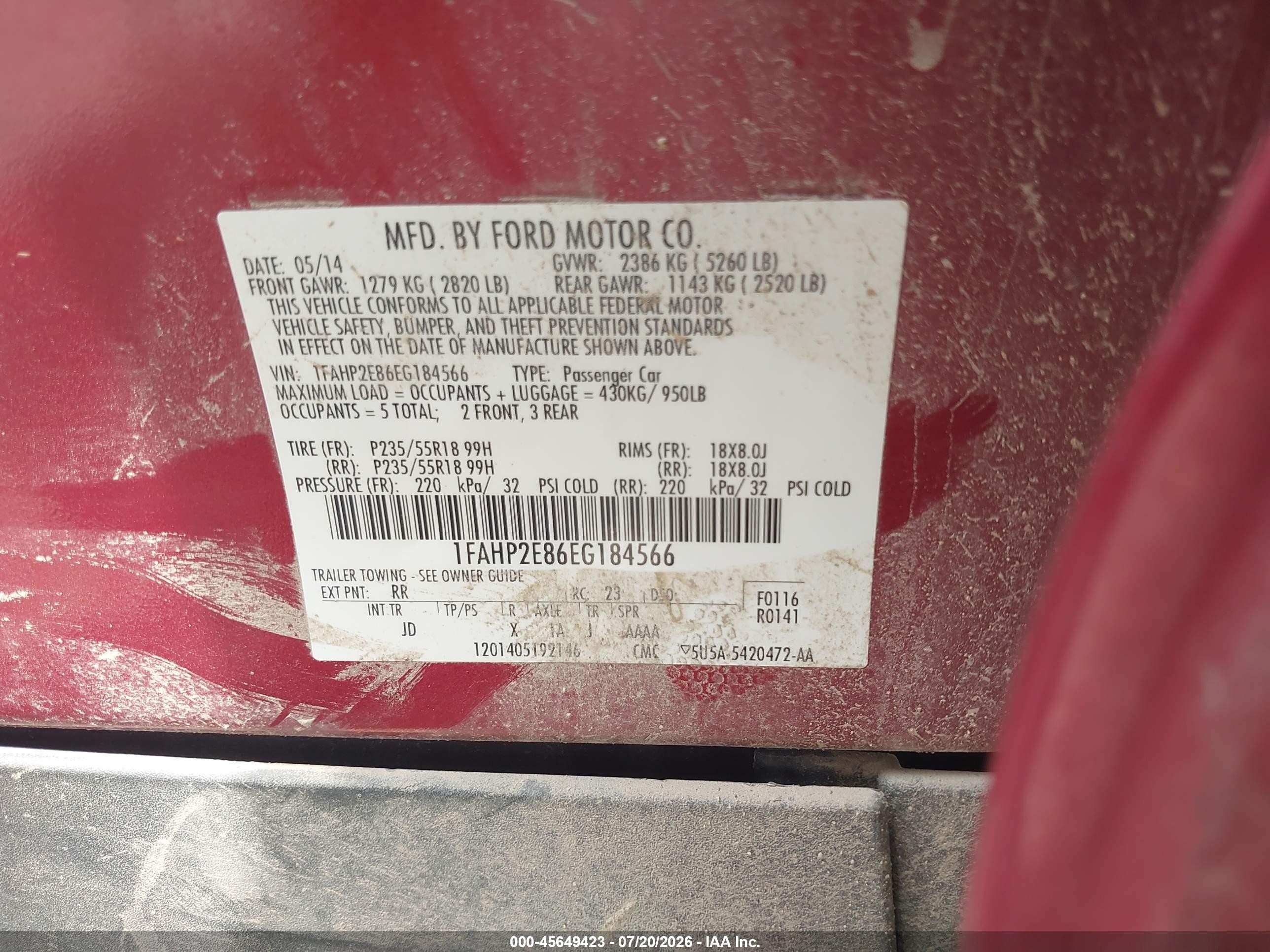 2014 Ford Taurus Sel Красный vin: 1FAHP2E86EG184566