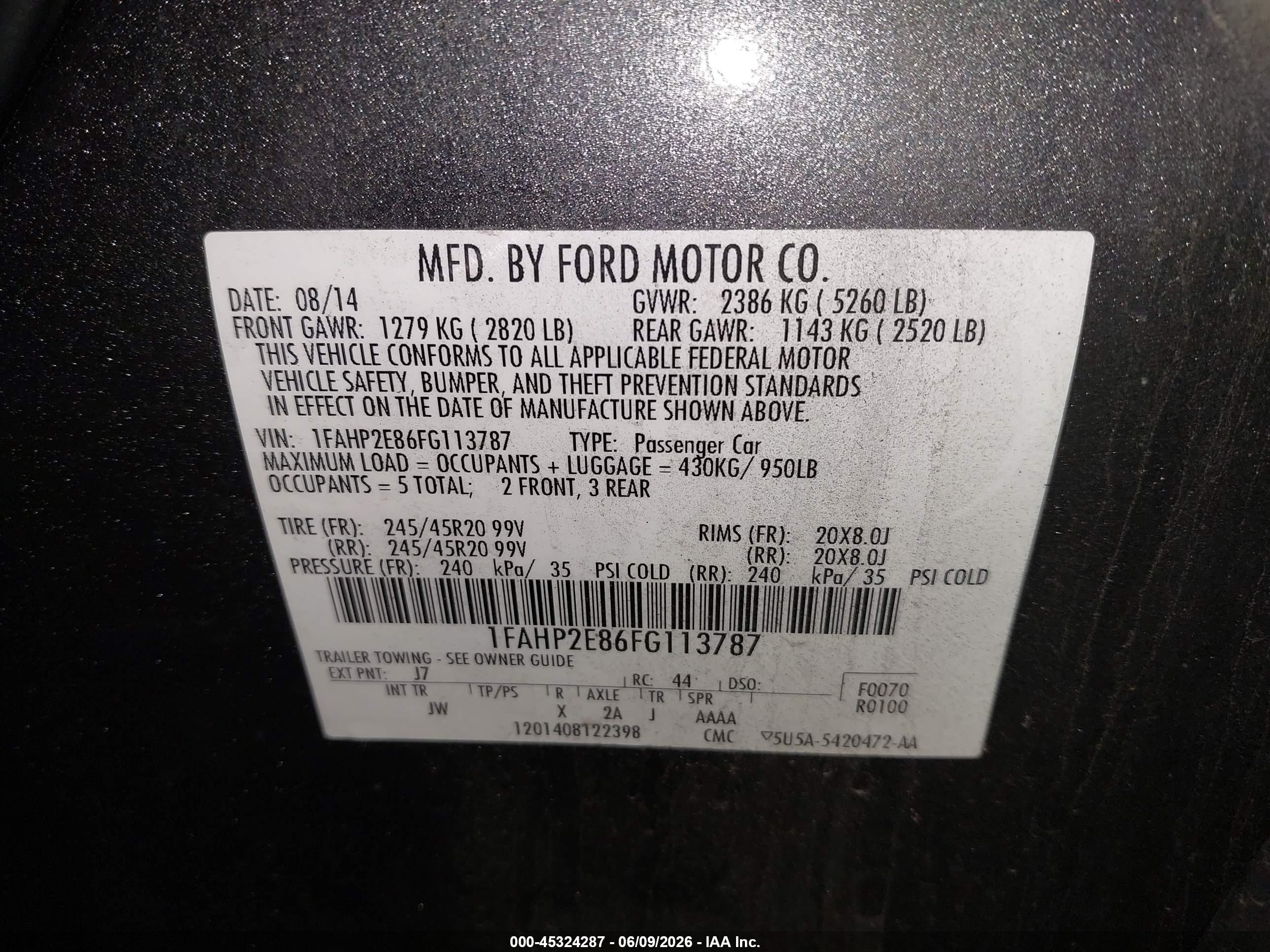 2015 Ford Taurus Sel Gray vin: 1FAHP2E86FG113787