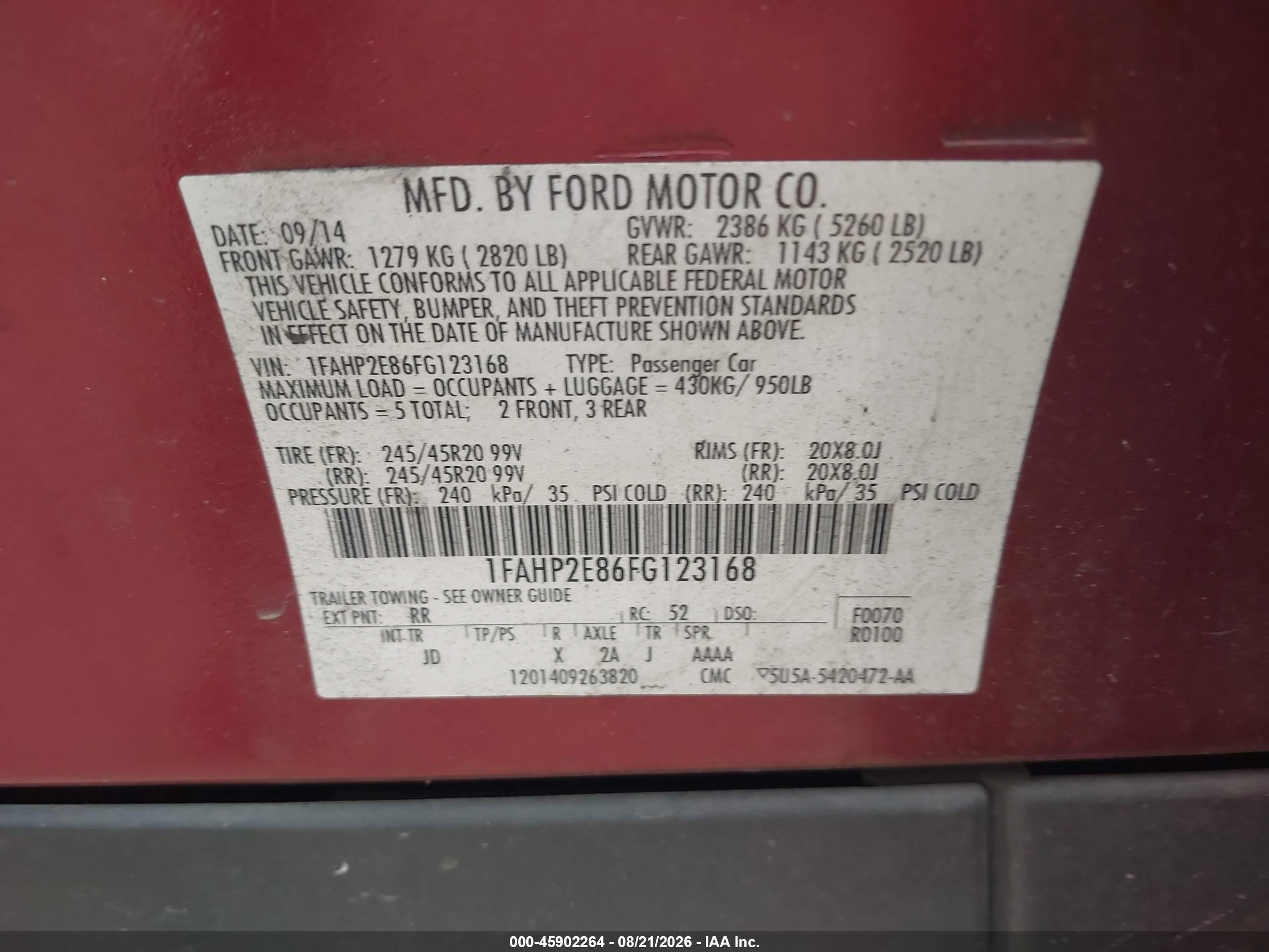 2015 Ford Taurus Sel Red vin: 1FAHP2E86FG123168