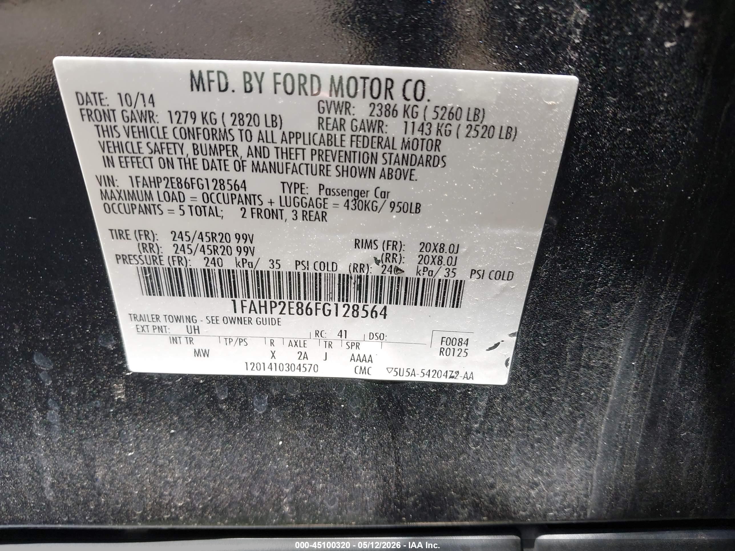 2015 Ford Taurus Sel Black vin: 1FAHP2E86FG128564