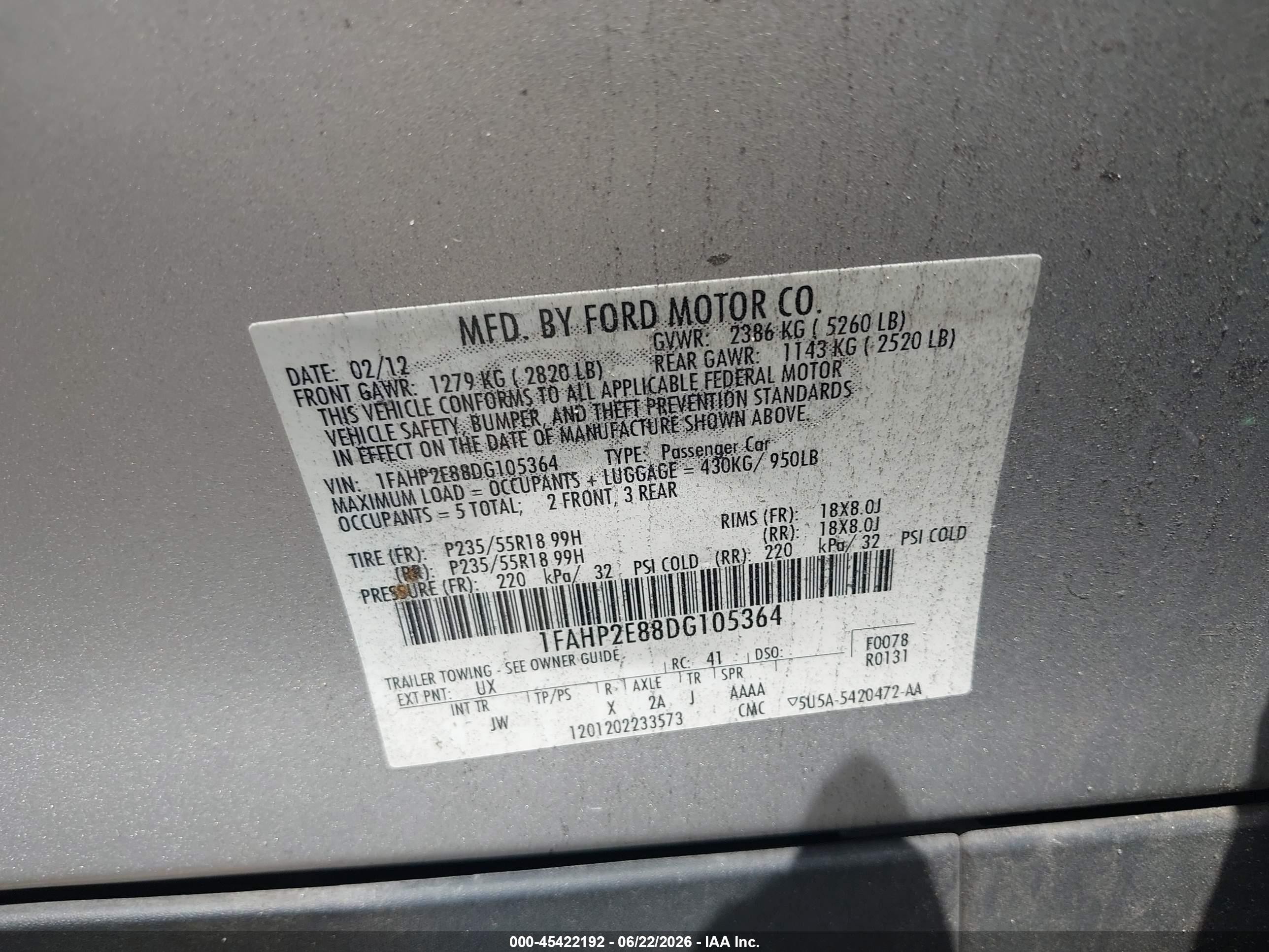 2013 Ford Taurus Sel Silver vin: 1FAHP2E88DG105364