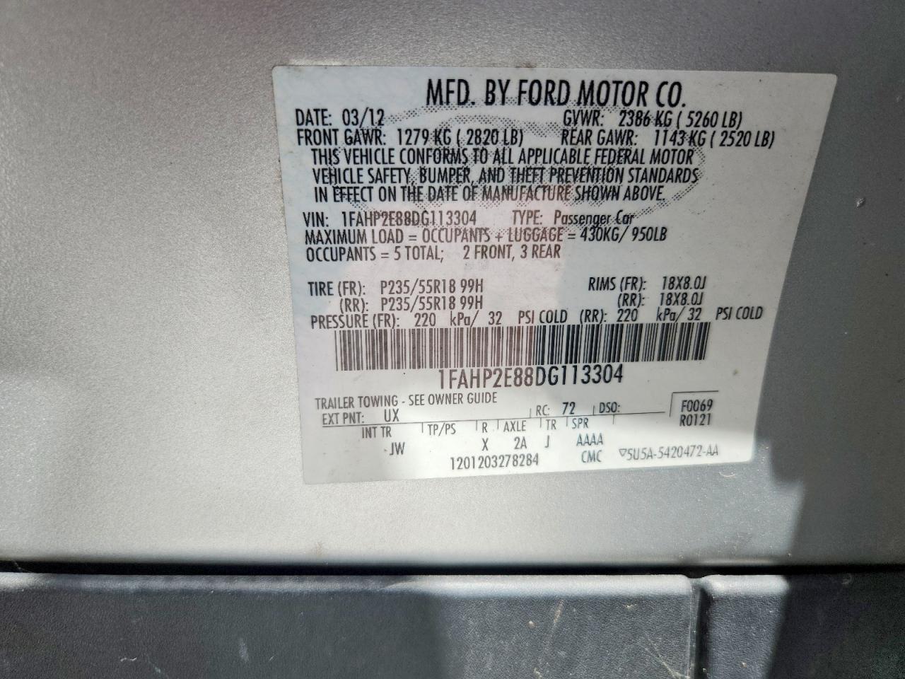2013 Ford Taurus Sel Silver vin: 1FAHP2E88DG113304