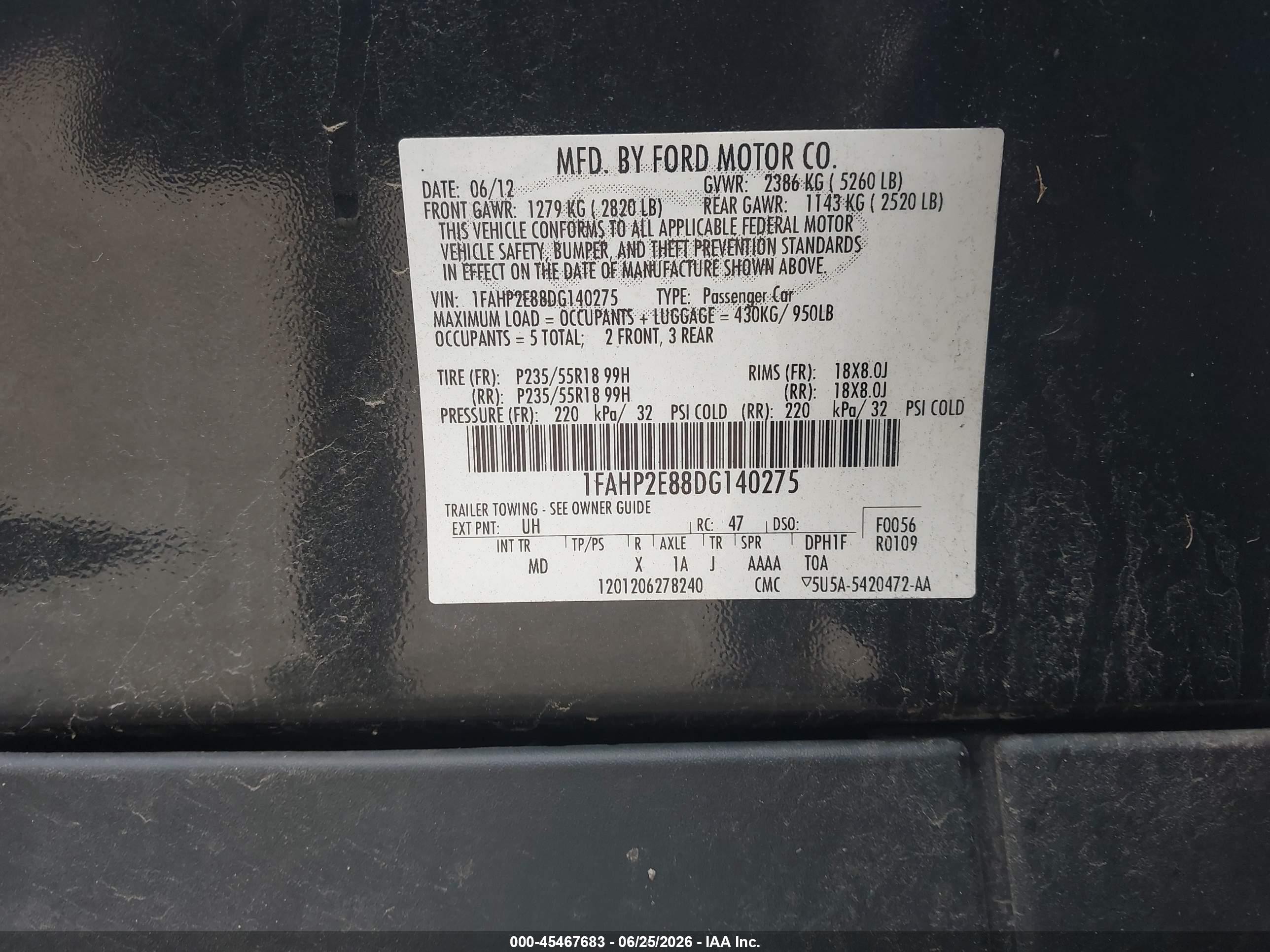 2013 Ford Taurus Sel Black vin: 1FAHP2E88DG140275