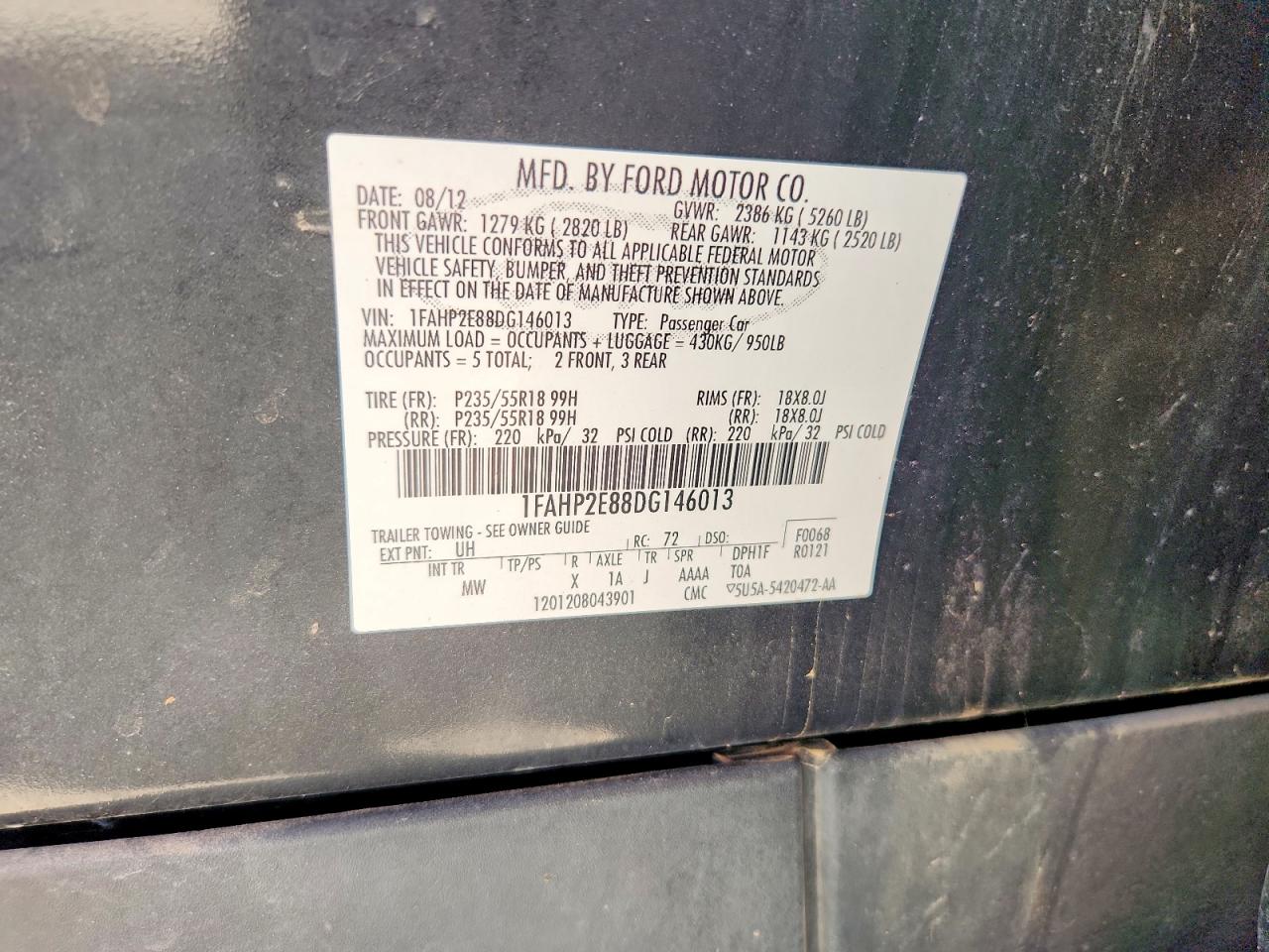 2013 Ford Taurus Sel Black vin: 1FAHP2E88DG146013