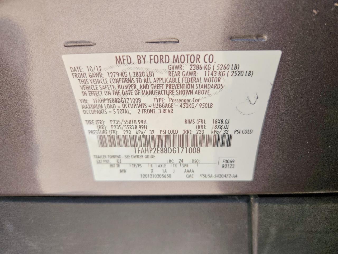 2013 Ford Taurus Sel Gray vin: 1FAHP2E88DG171008