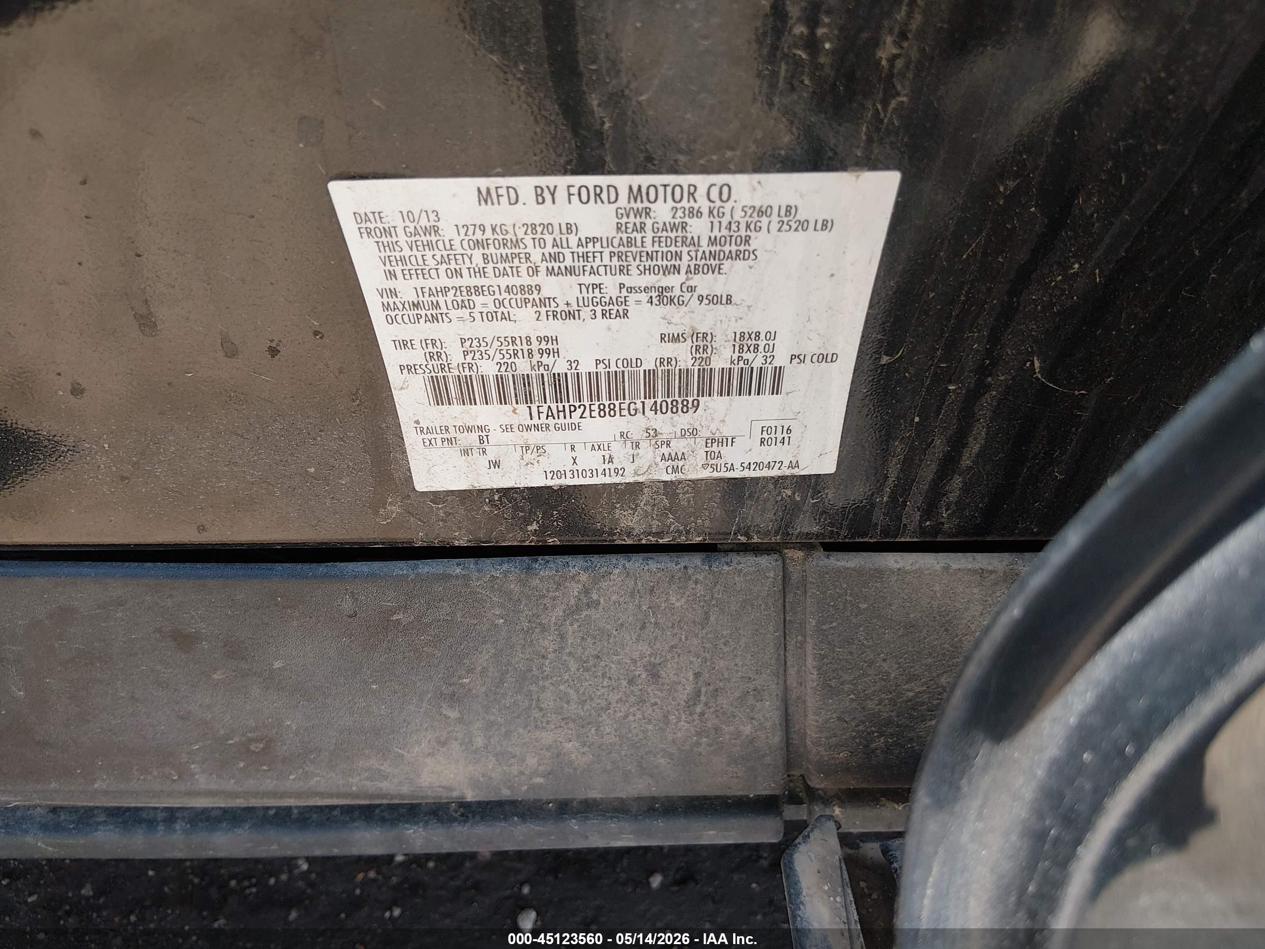 2014 Ford Taurus Sel Blue vin: 1FAHP2E88EG140889