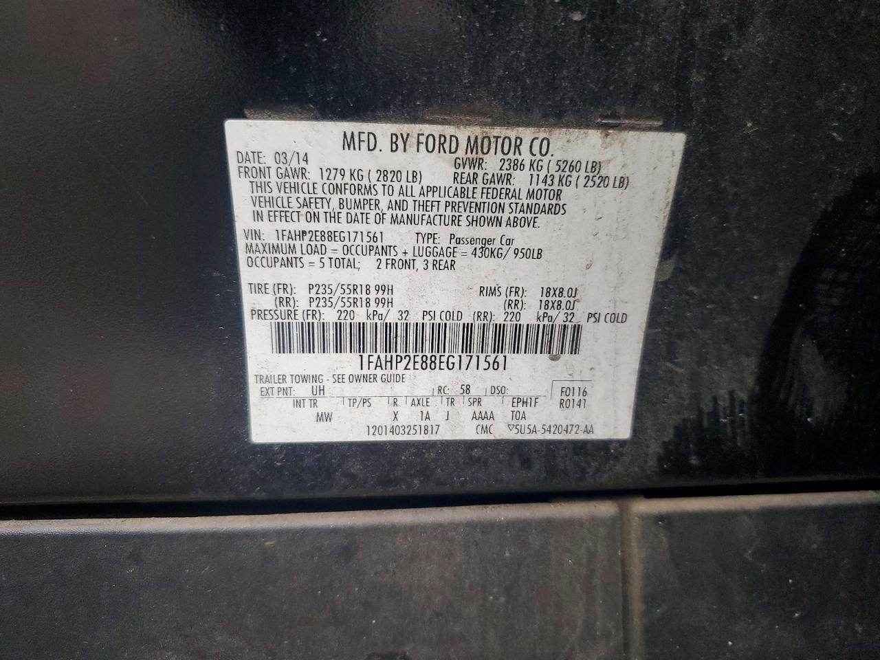 2014 Ford Taurus Sel Black vin: 1FAHP2E88EG171561
