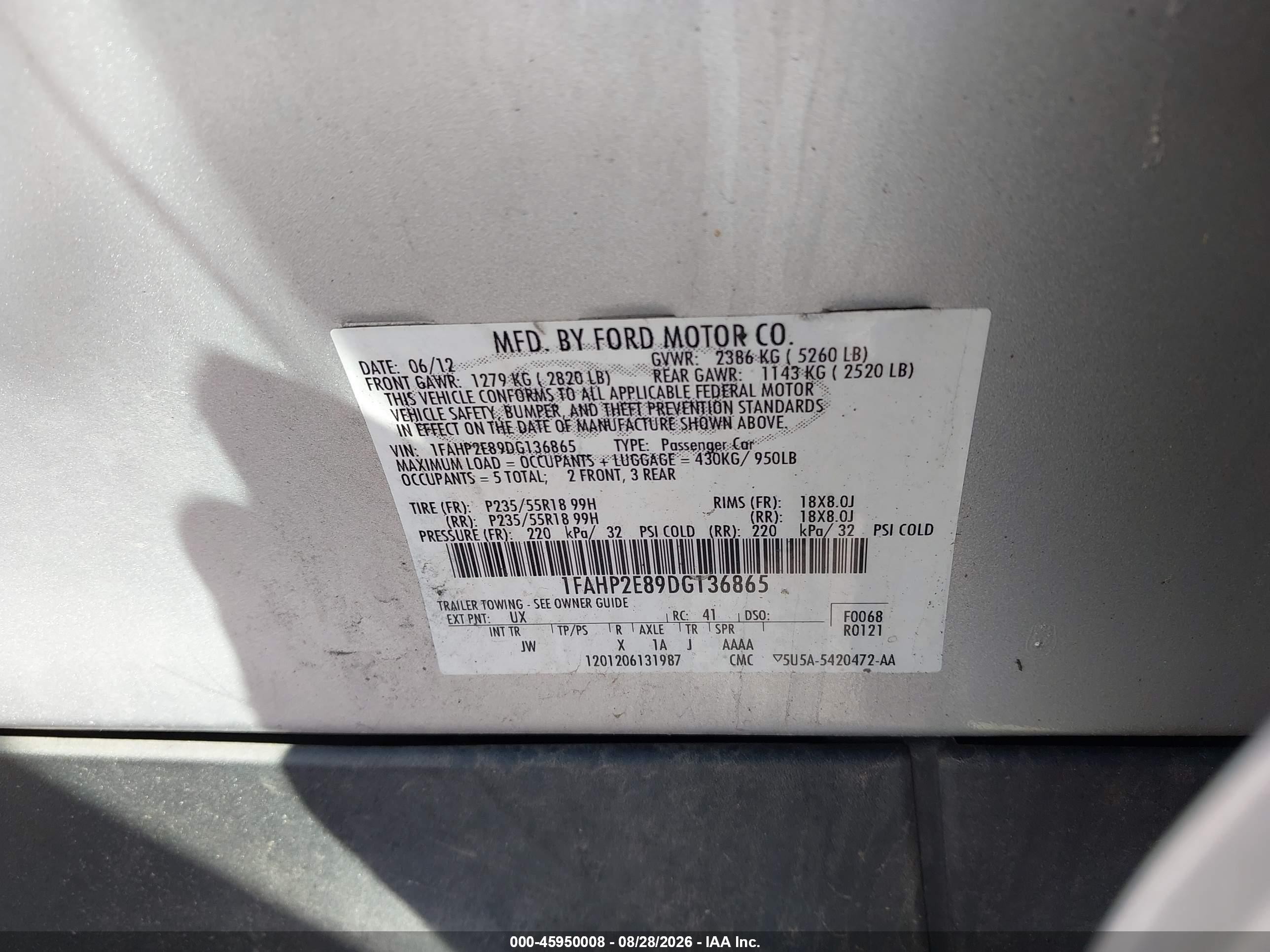 2013 Ford Taurus Sel Gray vin: 1FAHP2E89DG136865