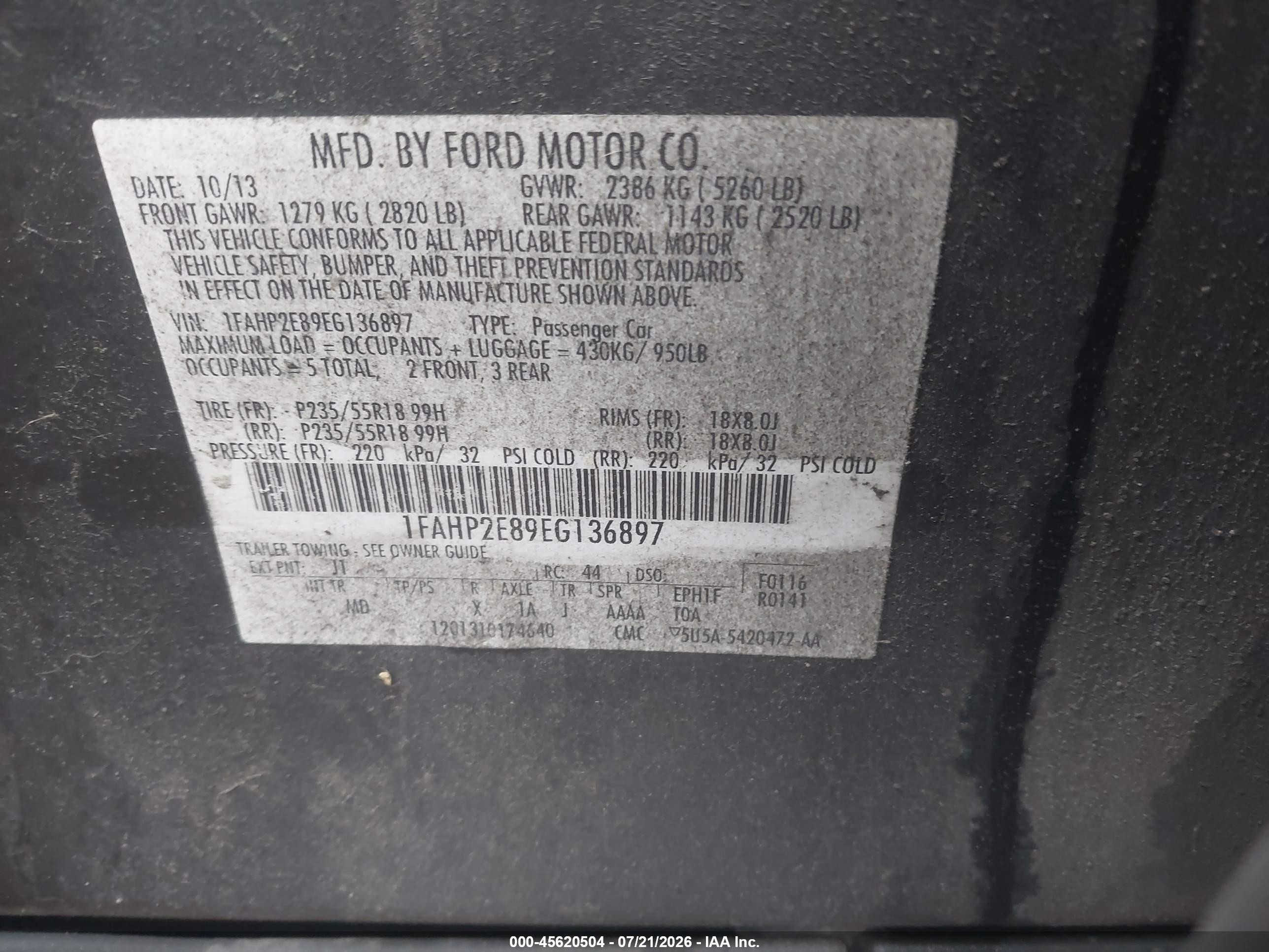 2014 Ford Taurus Sel Black vin: 1FAHP2E89EG136897