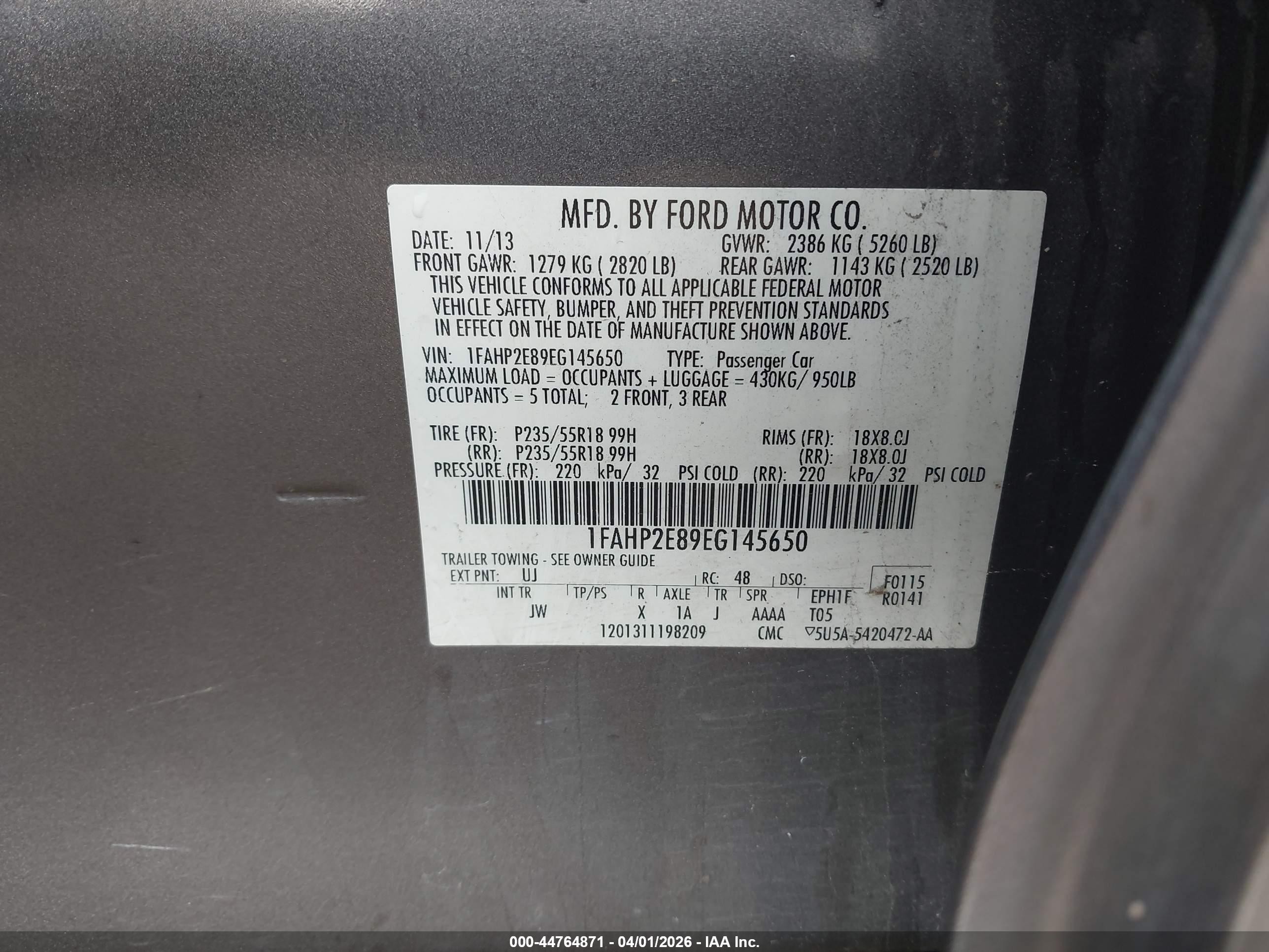 2014 Ford Taurus Sel Gray vin: 1FAHP2E89EG145650