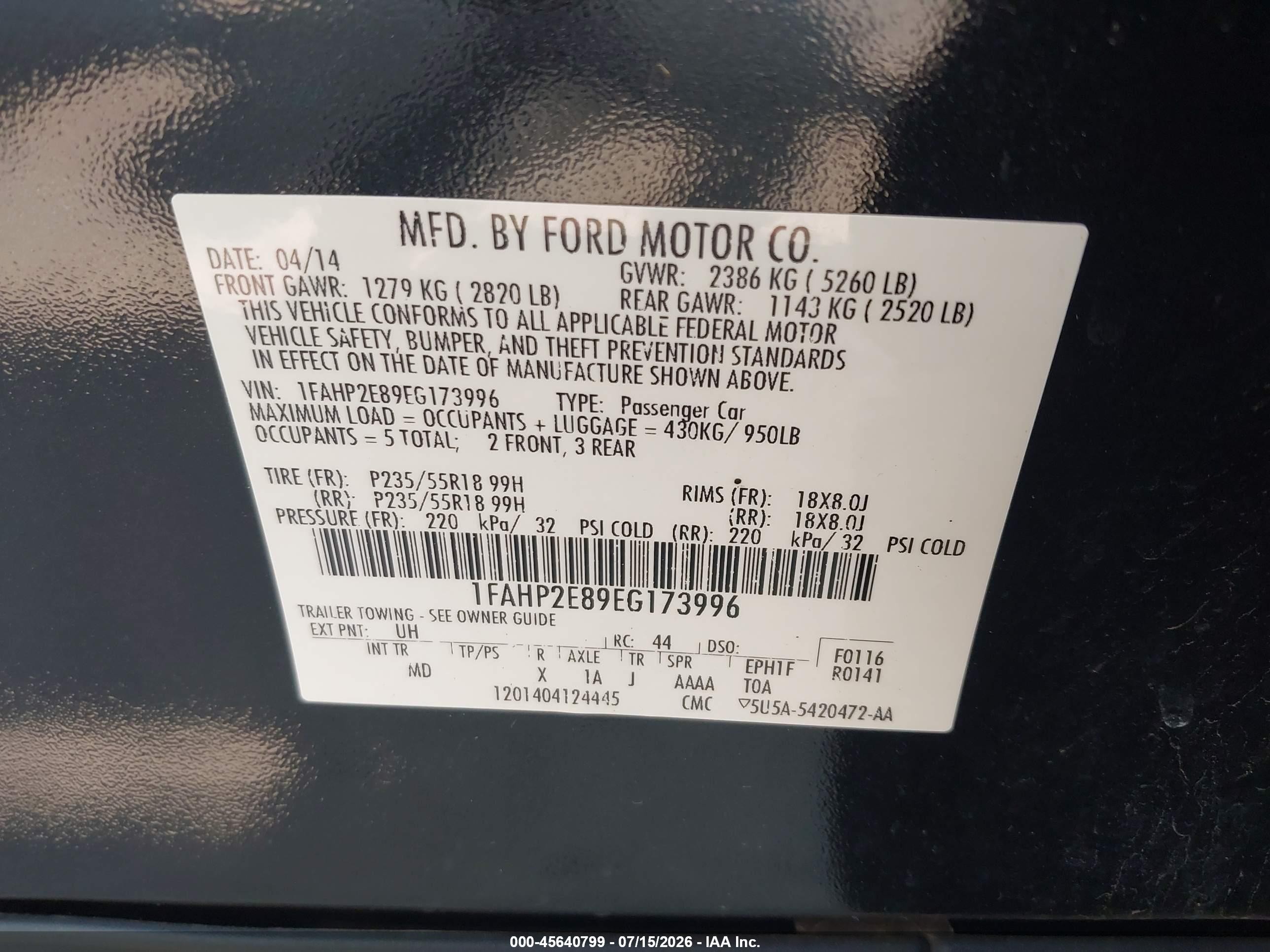 2014 Ford Taurus Sel Black vin: 1FAHP2E89EG173996