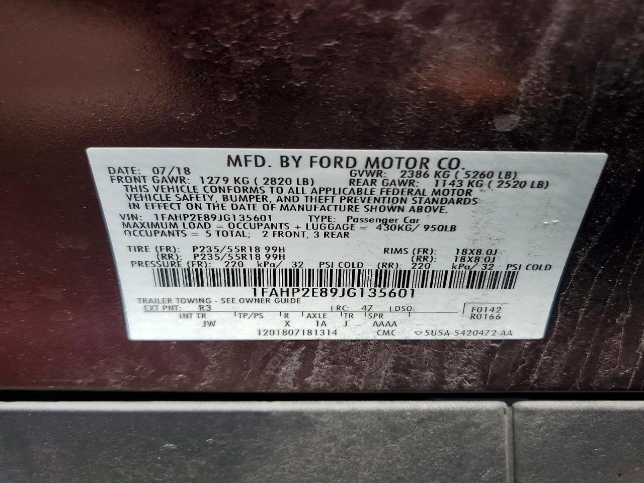 2018 Ford Taurus Sel Темно-бордовый vin: 1FAHP2E89JG135601