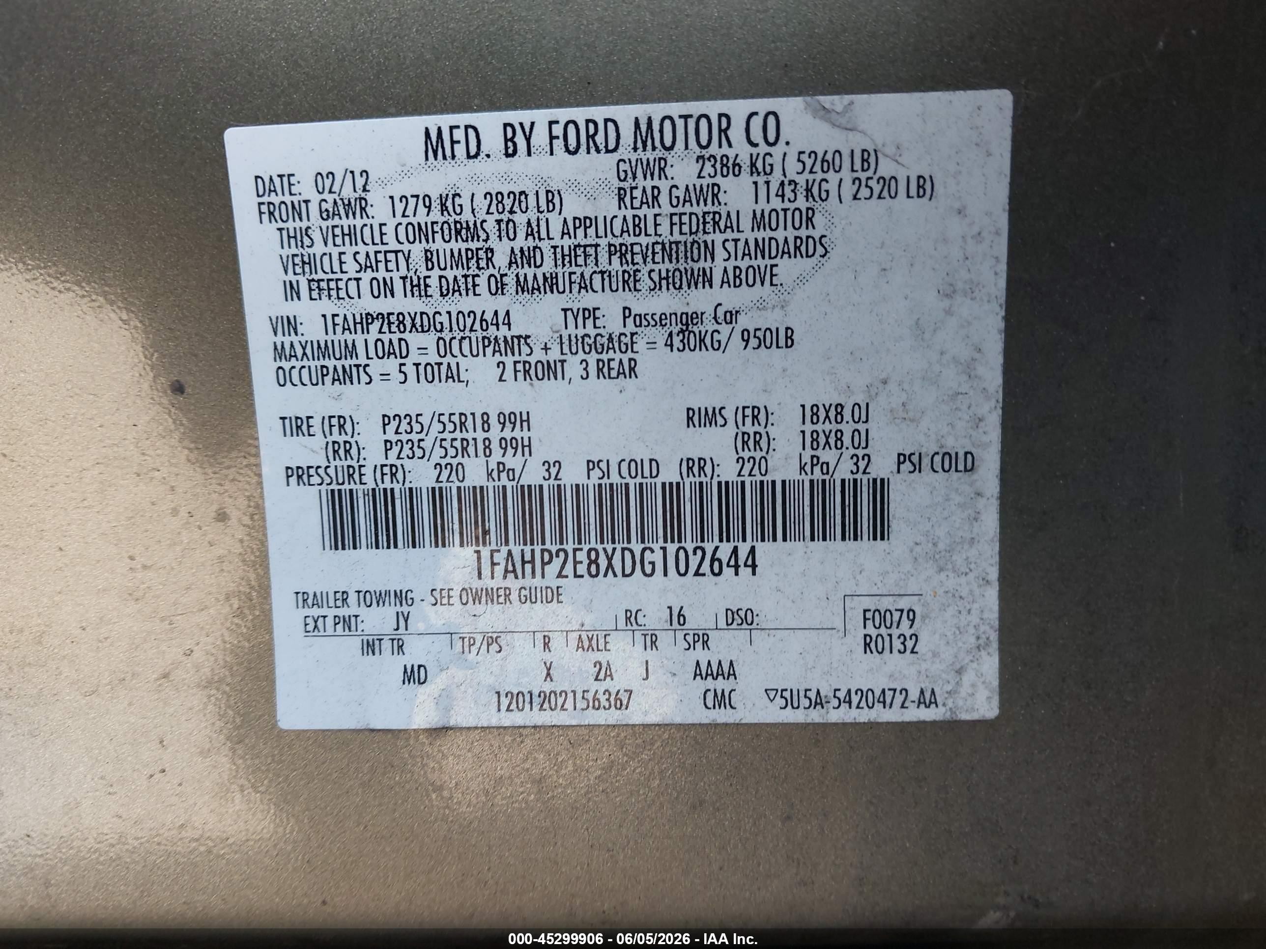 2013 Ford Taurus Sel Green vin: 1FAHP2E8XDG102644