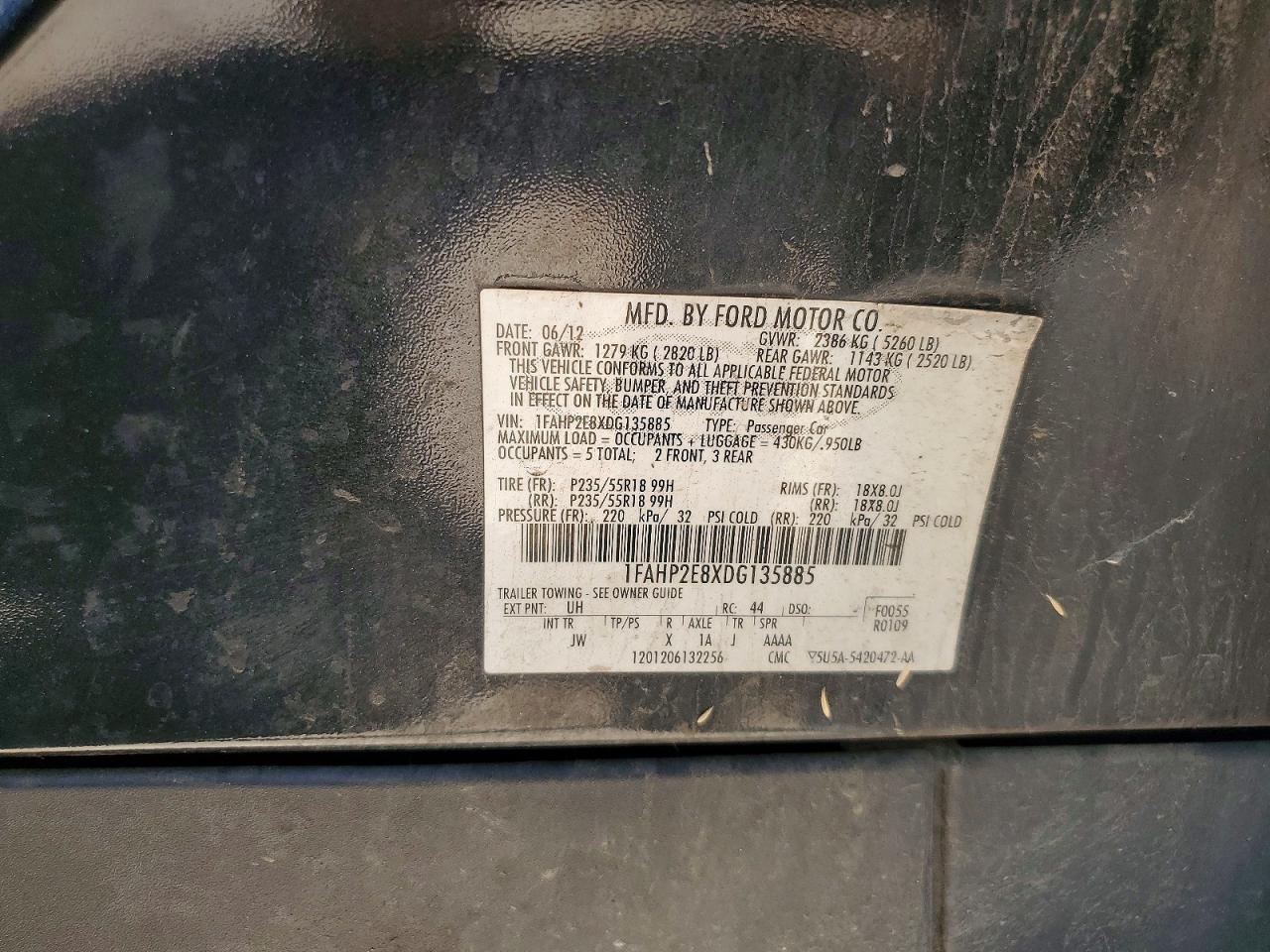 2013 Ford Taurus Sel Black vin: 1FAHP2E8XDG135885