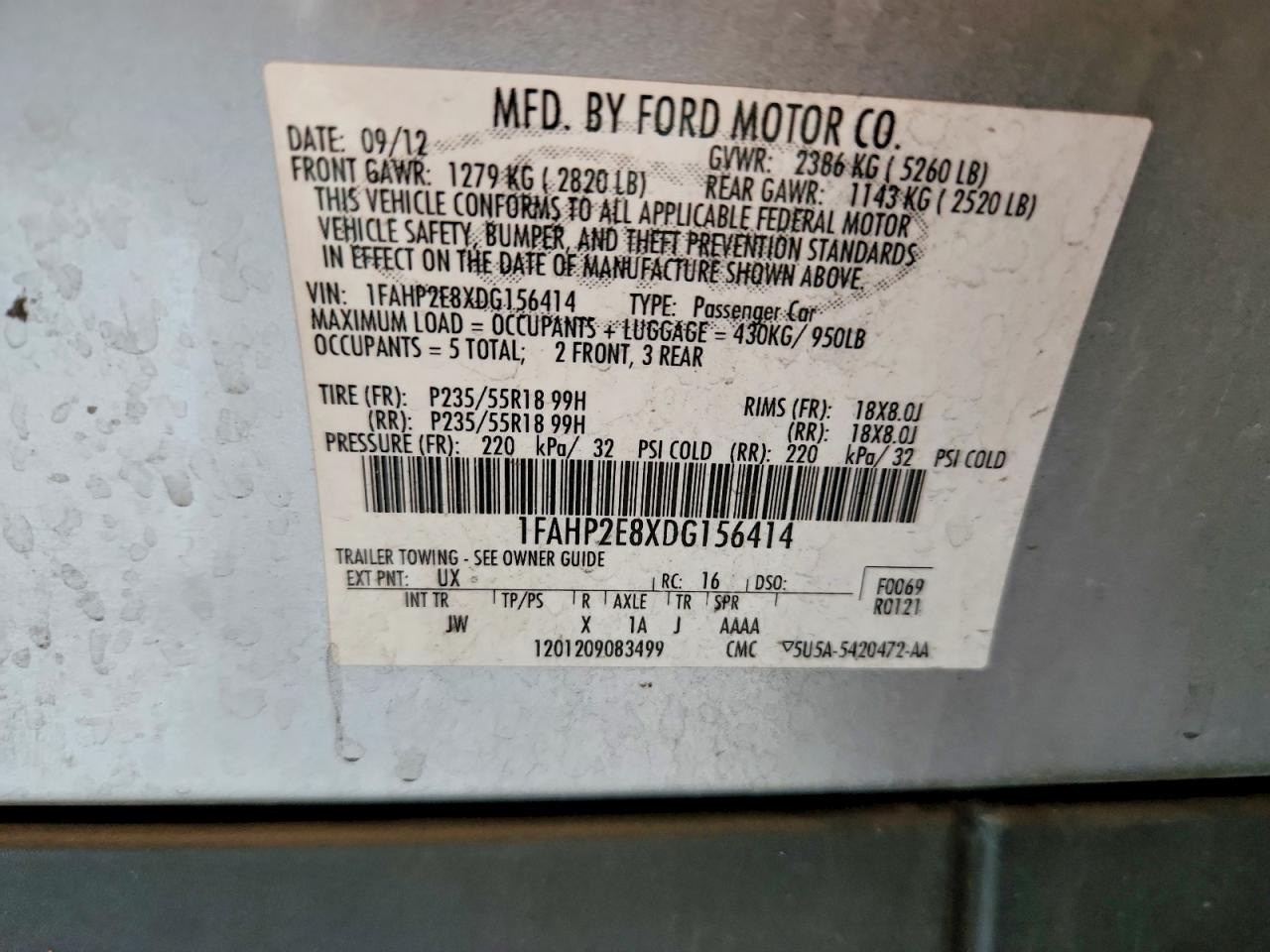 2013 Ford Taurus Sel Silver vin: 1FAHP2E8XDG156414