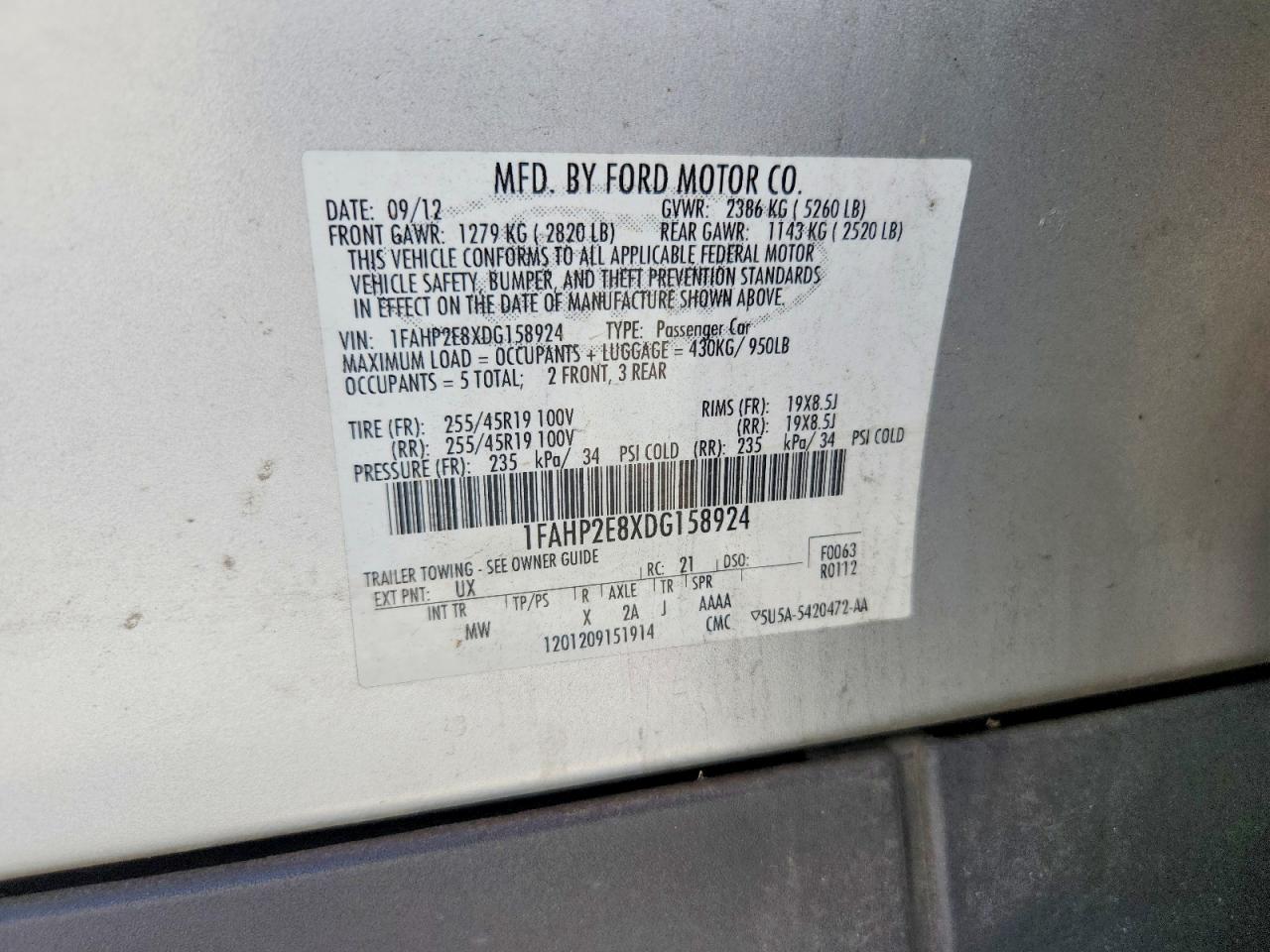 2013 Ford Taurus Sel Серебряный vin: 1FAHP2E8XDG158924