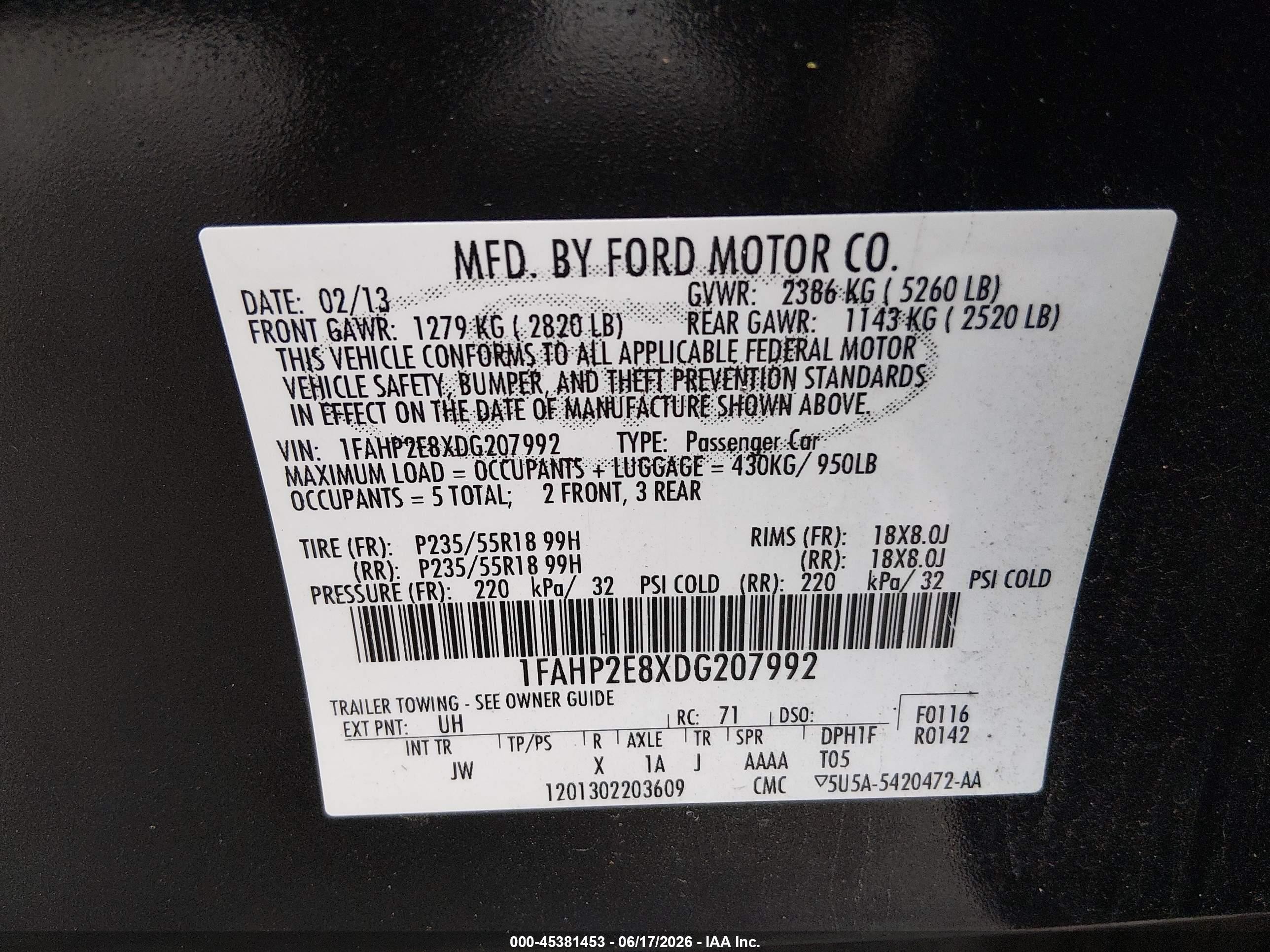 2013 Ford Taurus Sel Черный vin: 1FAHP2E8XDG207992