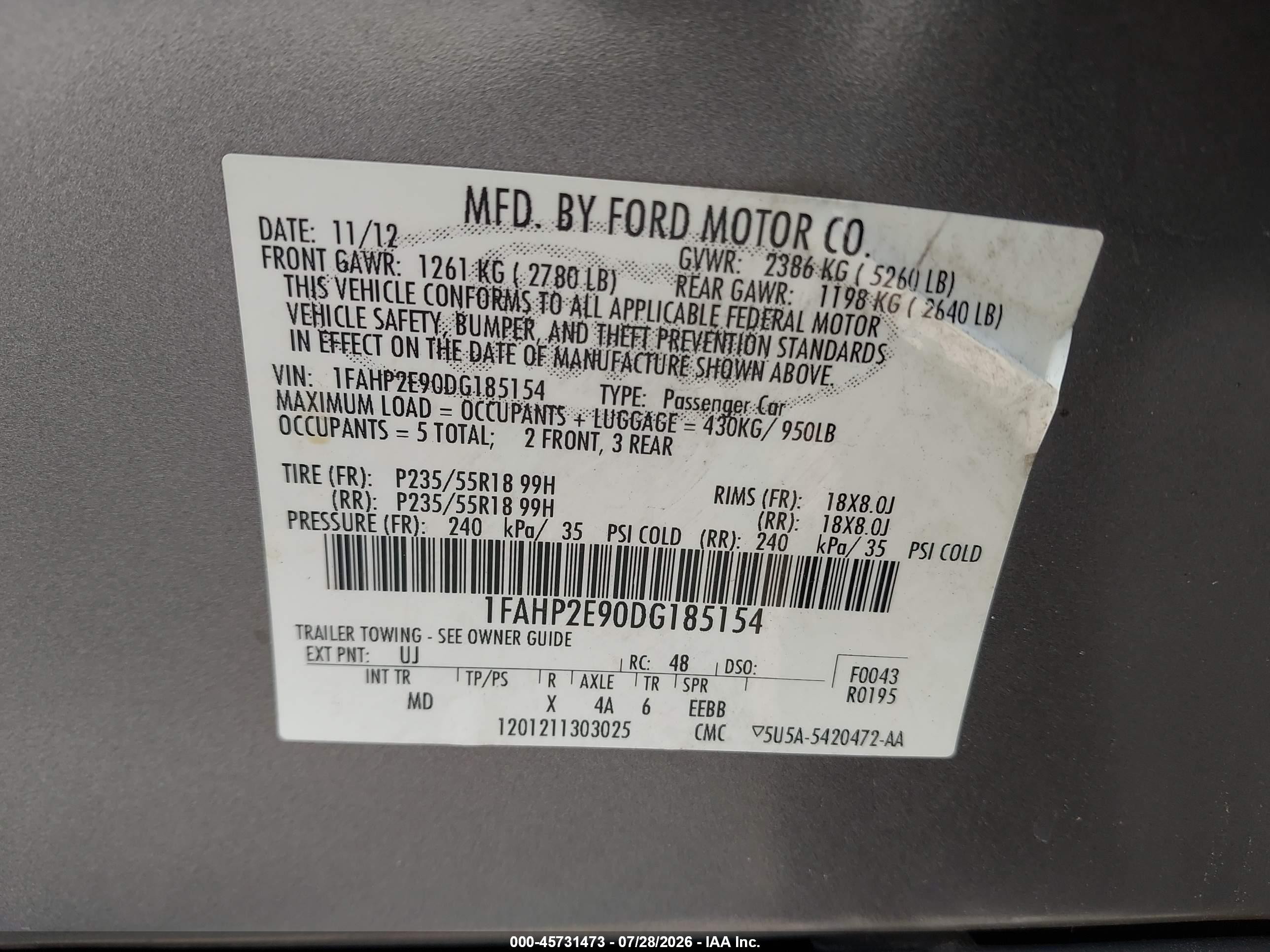 2013 Ford Taurus Sel Gray vin: 1FAHP2E90DG185154