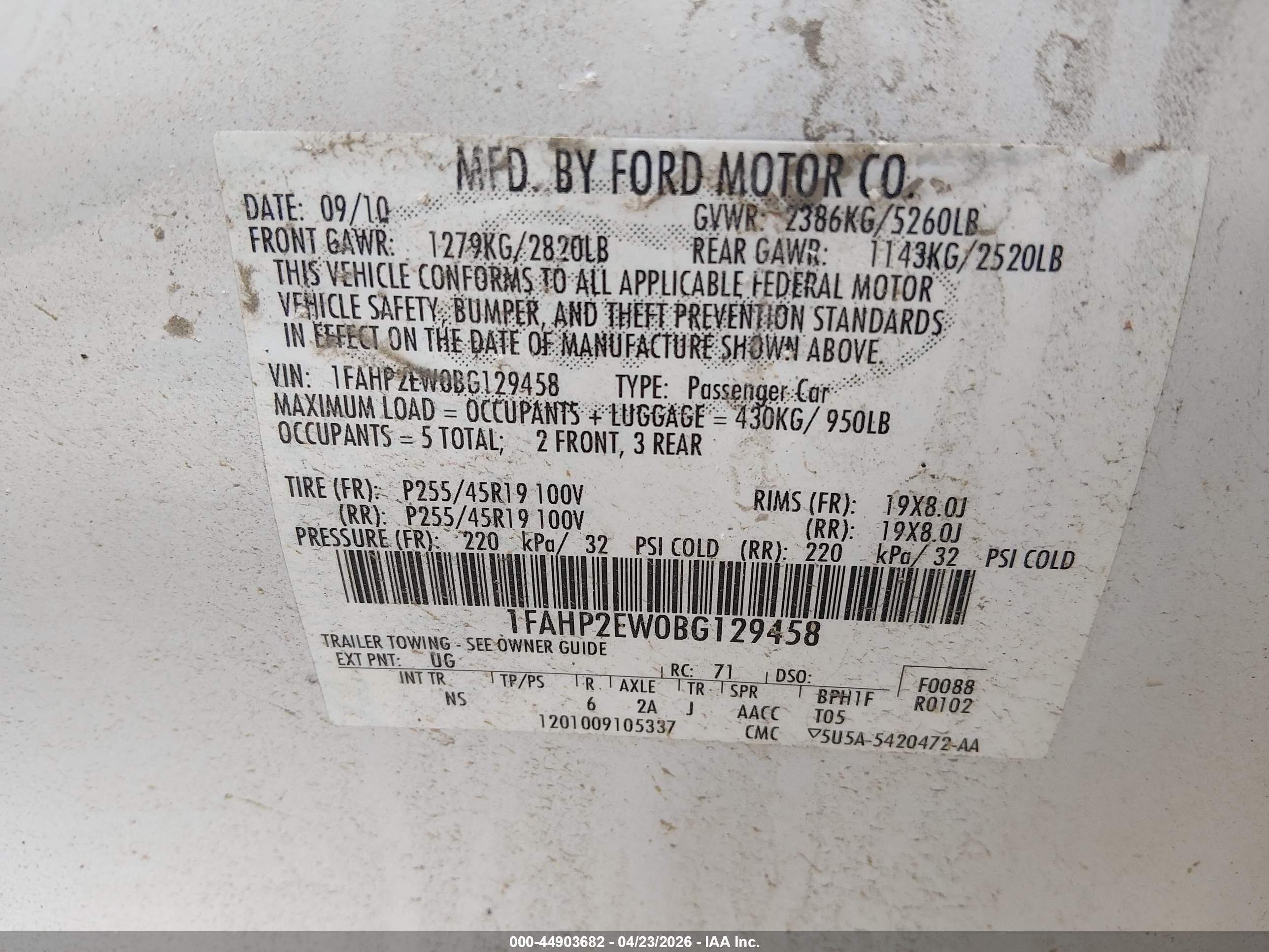 2011 Ford Taurus Sel White vin: 1FAHP2EW0BG129458