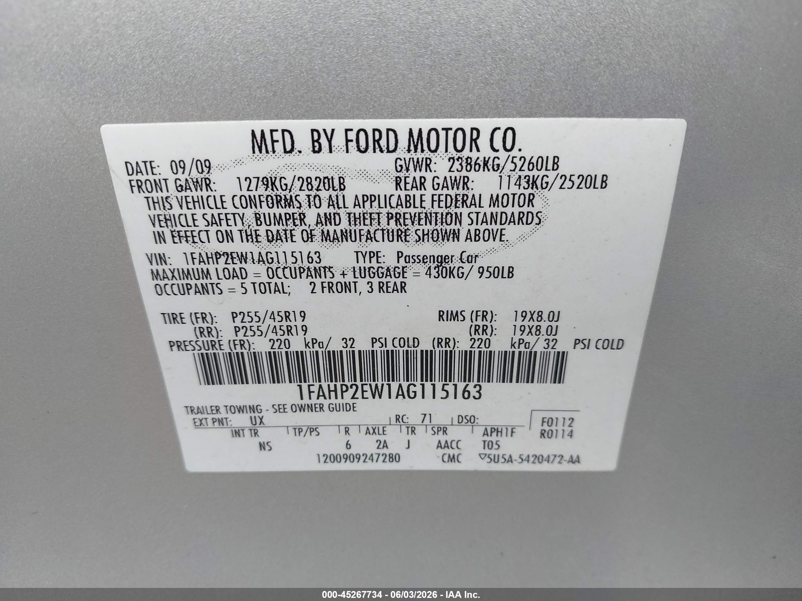 2010 Ford Taurus Sel Серебряный vin: 1FAHP2EW1AG115163