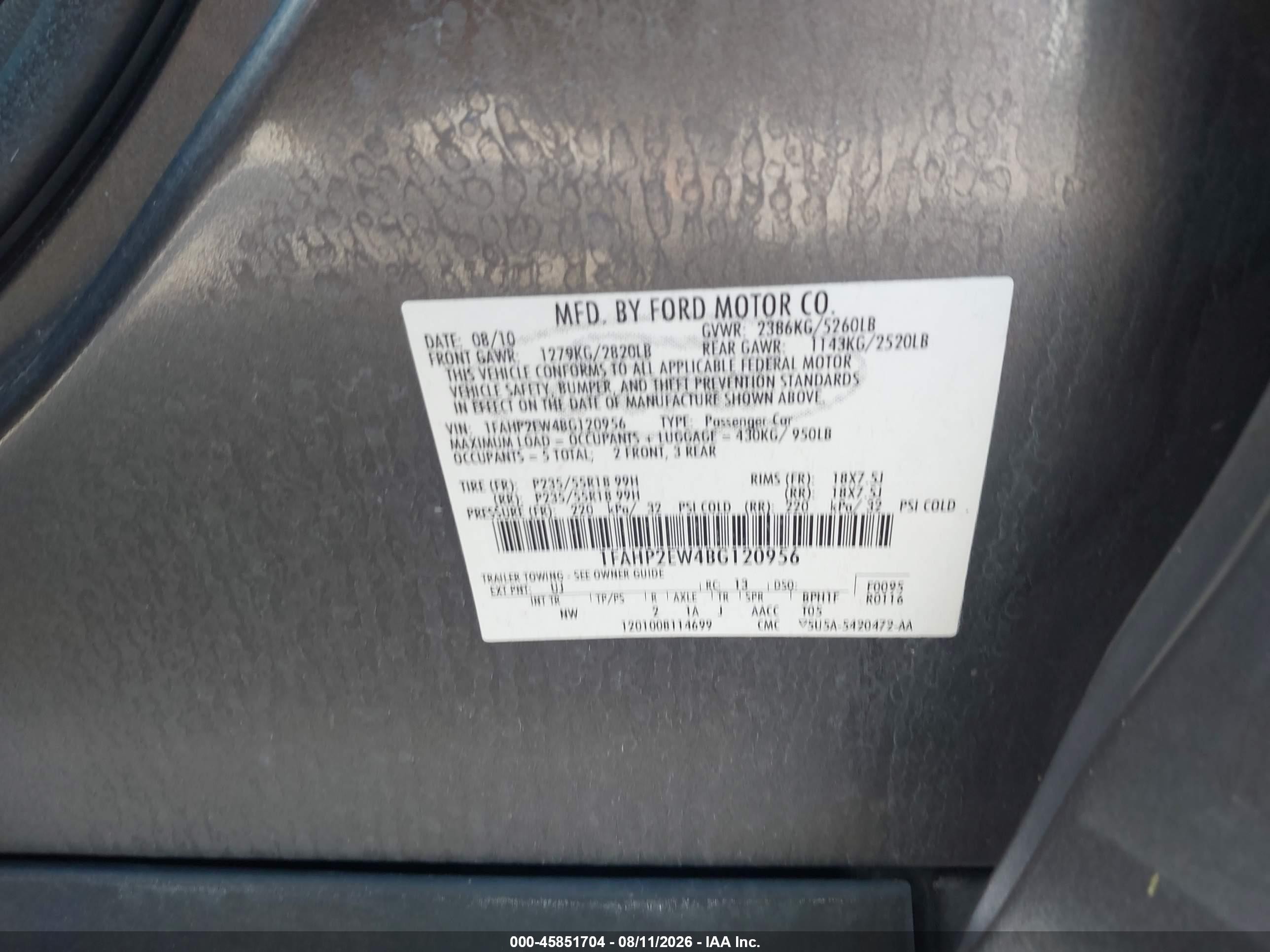 2011 Ford Taurus Sel Gray vin: 1FAHP2EW4BG120956