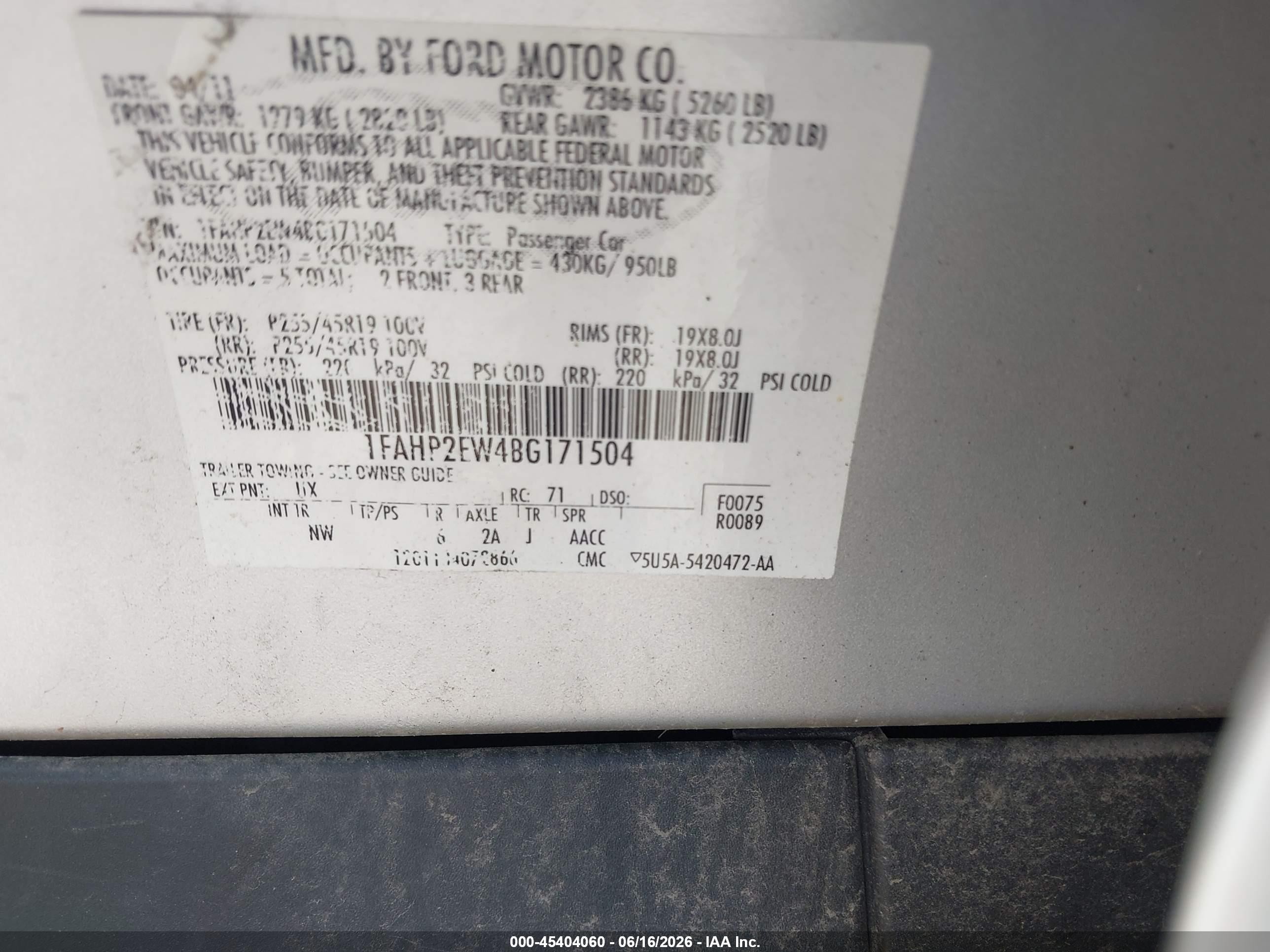 2011 Ford Taurus Sel Silver vin: 1FAHP2EW4BG171504